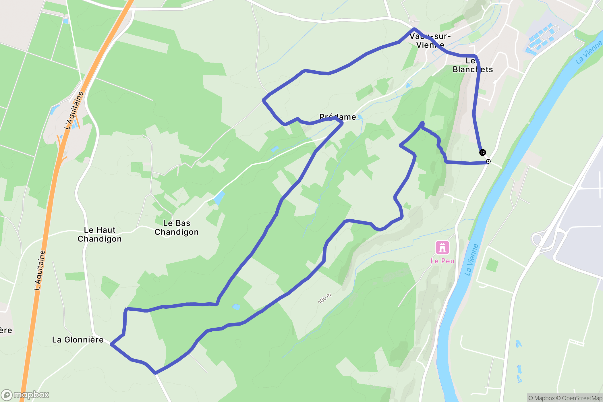 Vaux-sur-Vienne : carte du parcours de randonnée - France