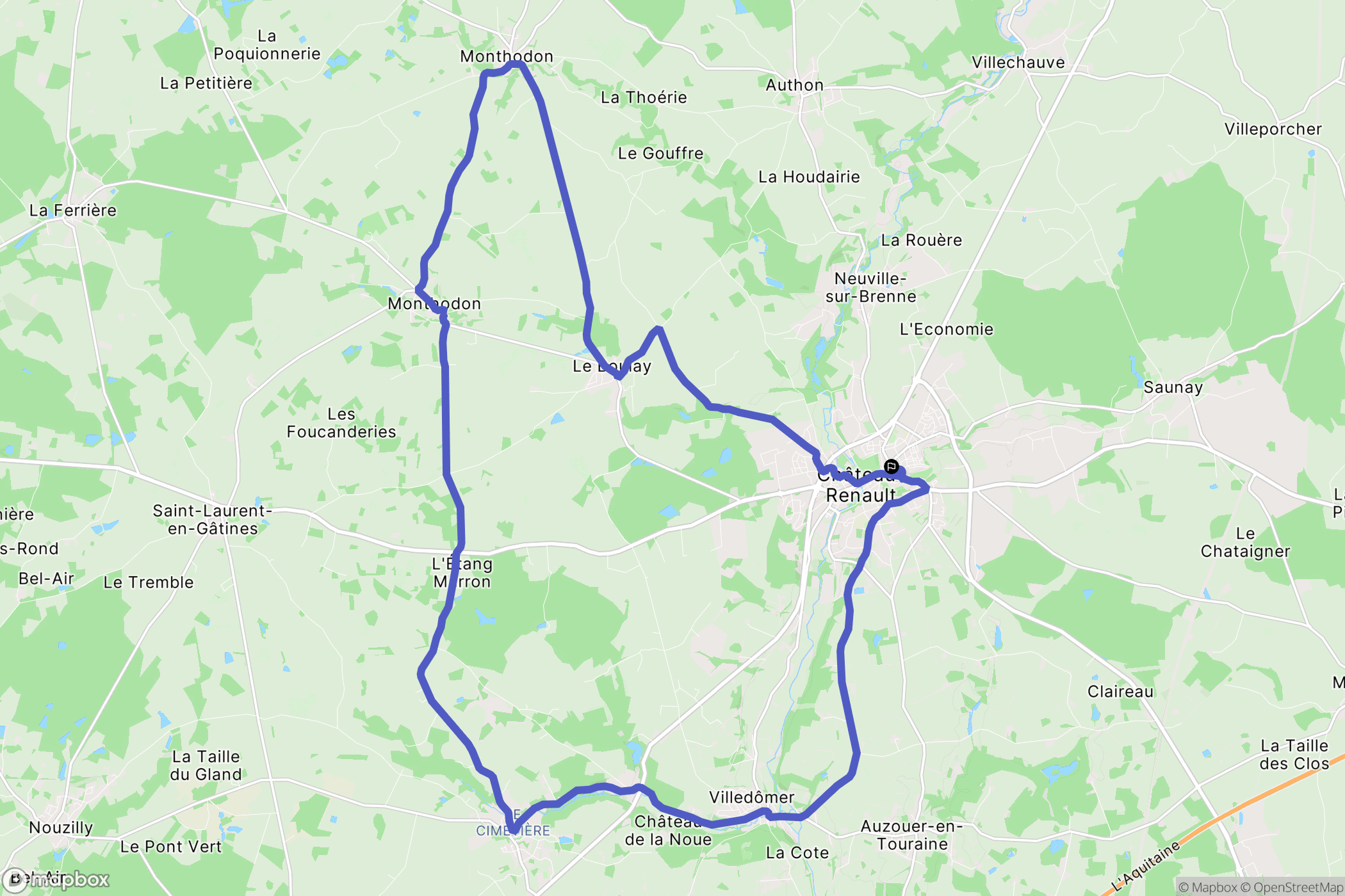 Château-Renault : carte du parcours de randonnée - France
