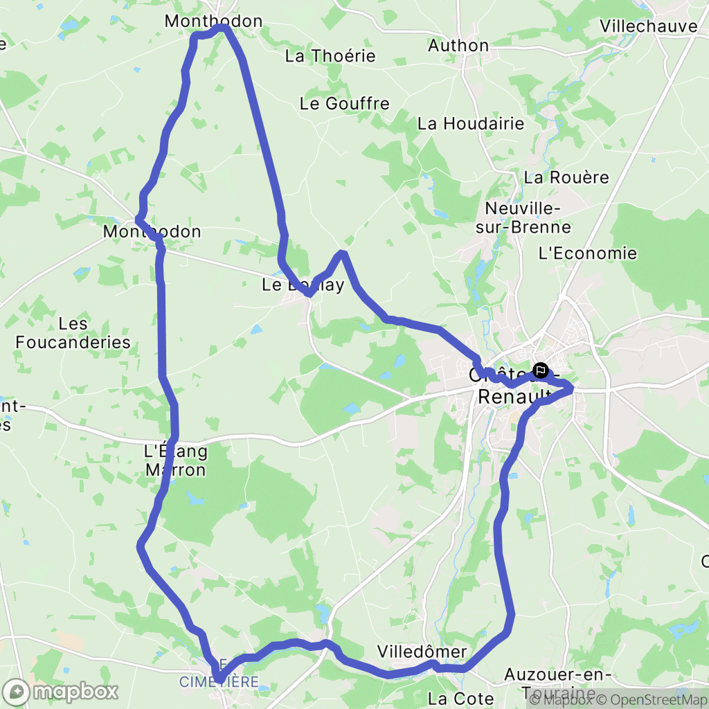 Château-Renault : carte du parcours de randonnée - France