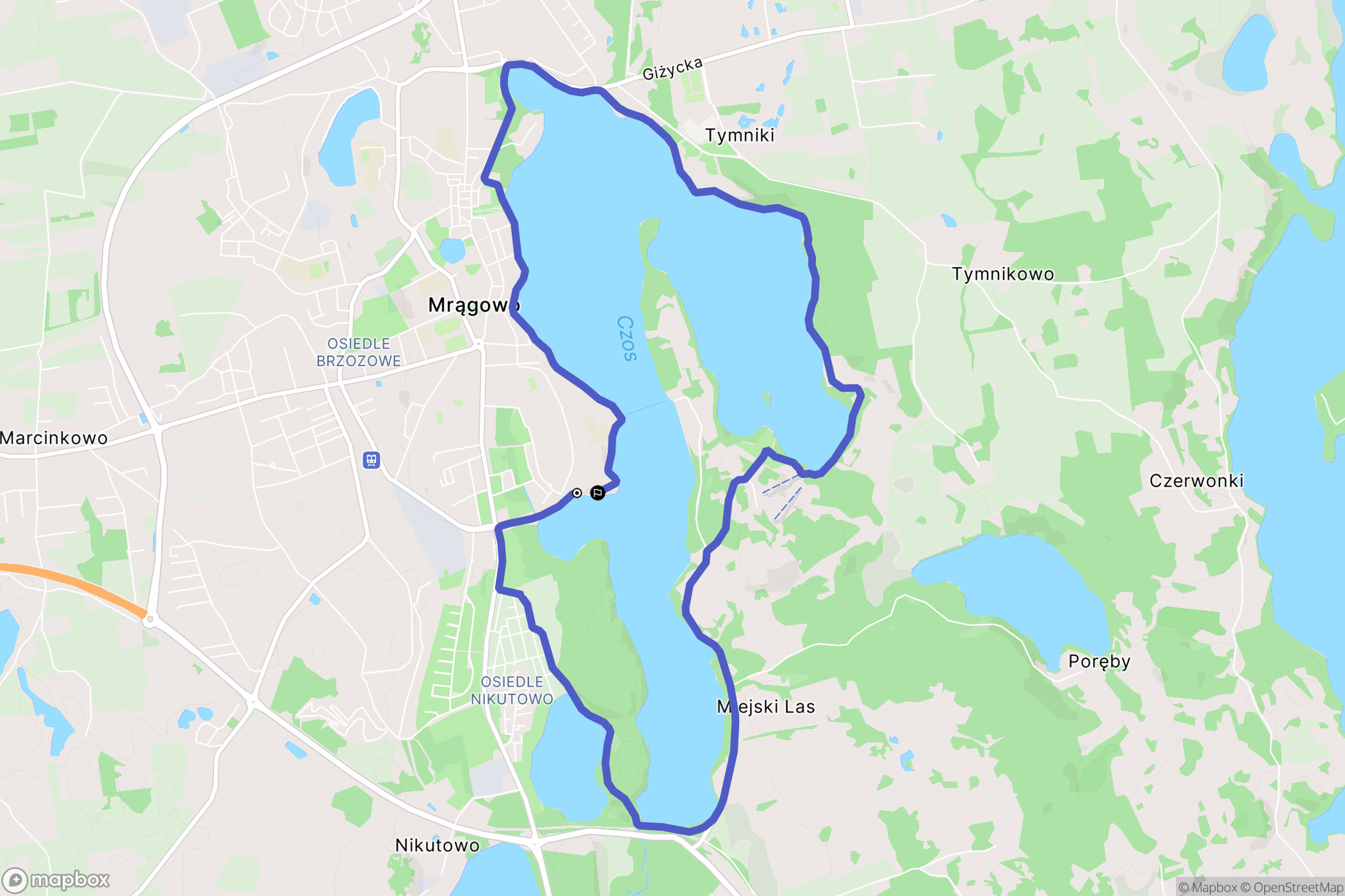 Mrągowo: mapa trasy - Poland