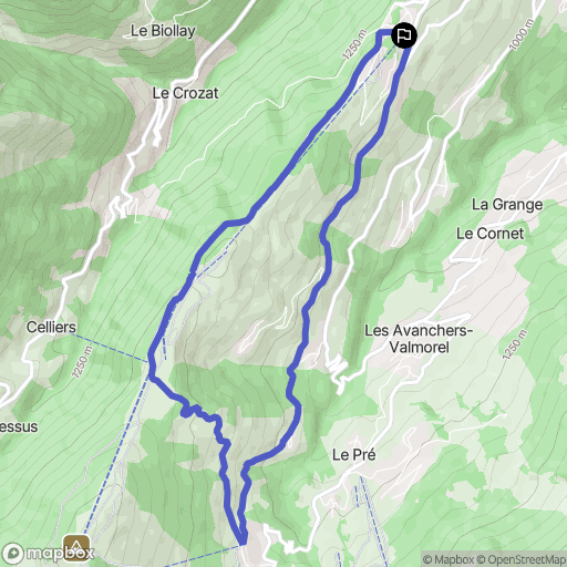 La Léchère : carte du parcours de randonnée - France