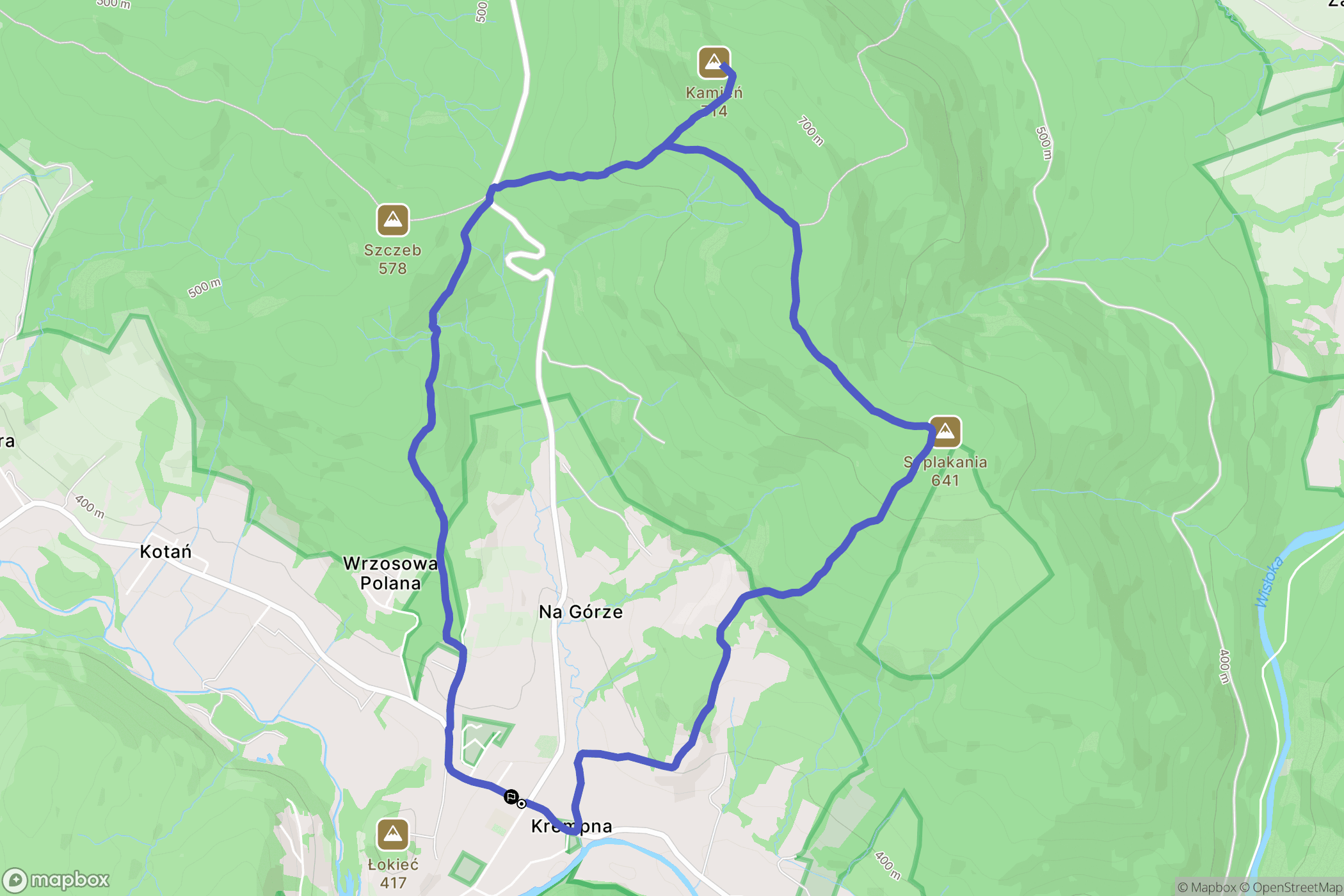Krempna: mapa trasy - Poland