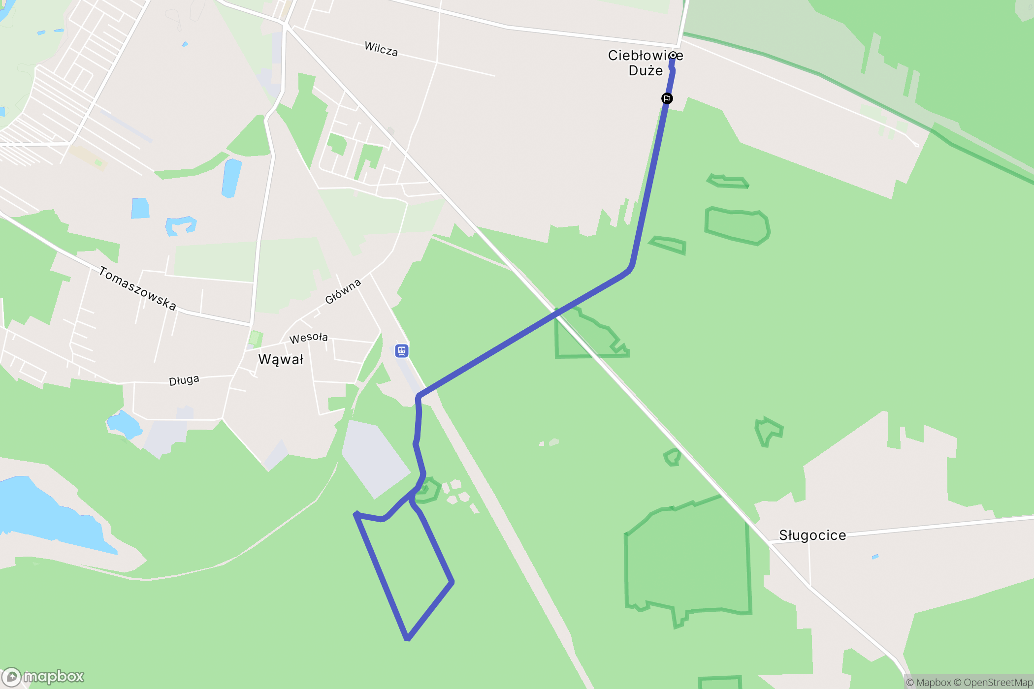Ciebłowice Duże: mapa trasy - Poland