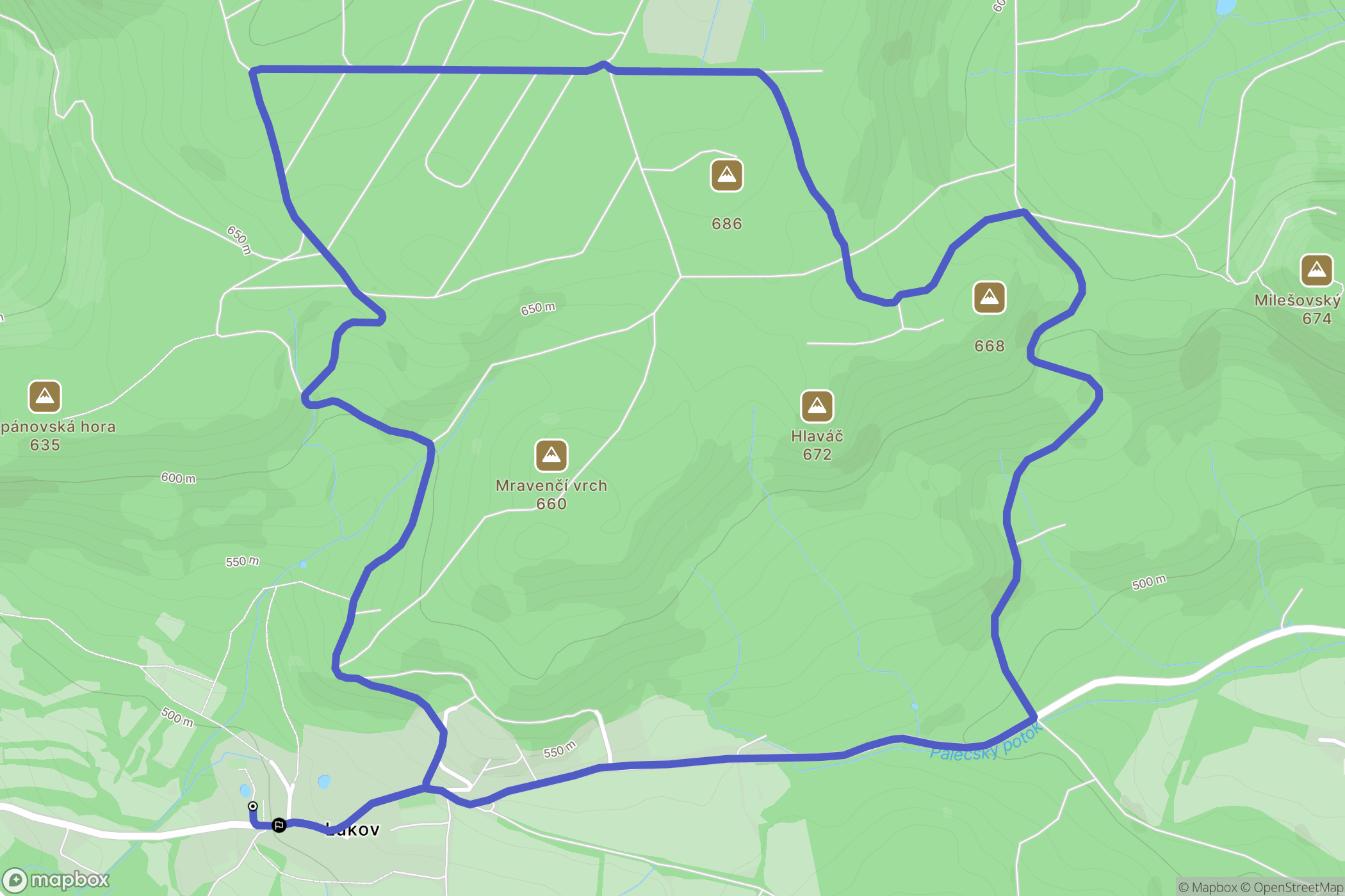 Lukov: mapa trasy - Czechia