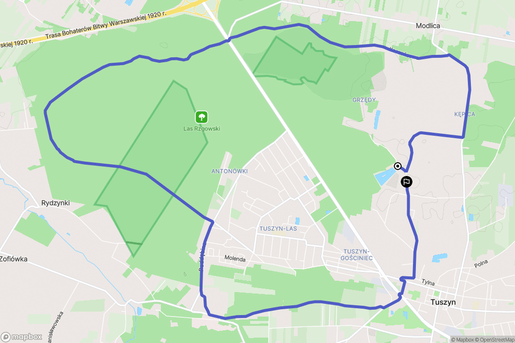 Tuszyn: mapa trasy - Poland