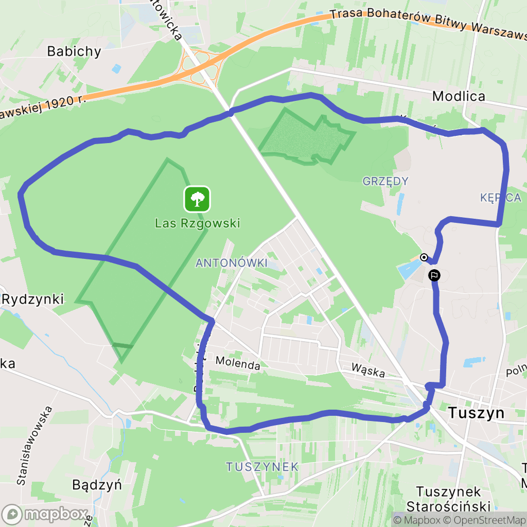 Tuszyn: mapa trasy - Poland