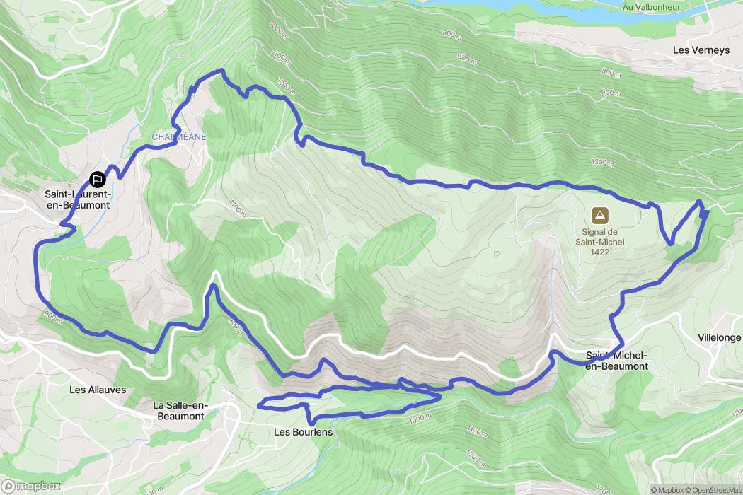 Saint-Laurent-en-Beaumont : carte du parcours de randonnée - France