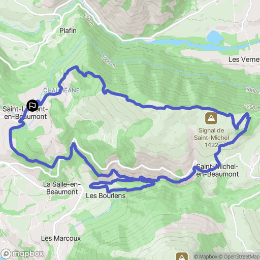 Saint-Laurent-en-Beaumont : carte du parcours de randonnée - France