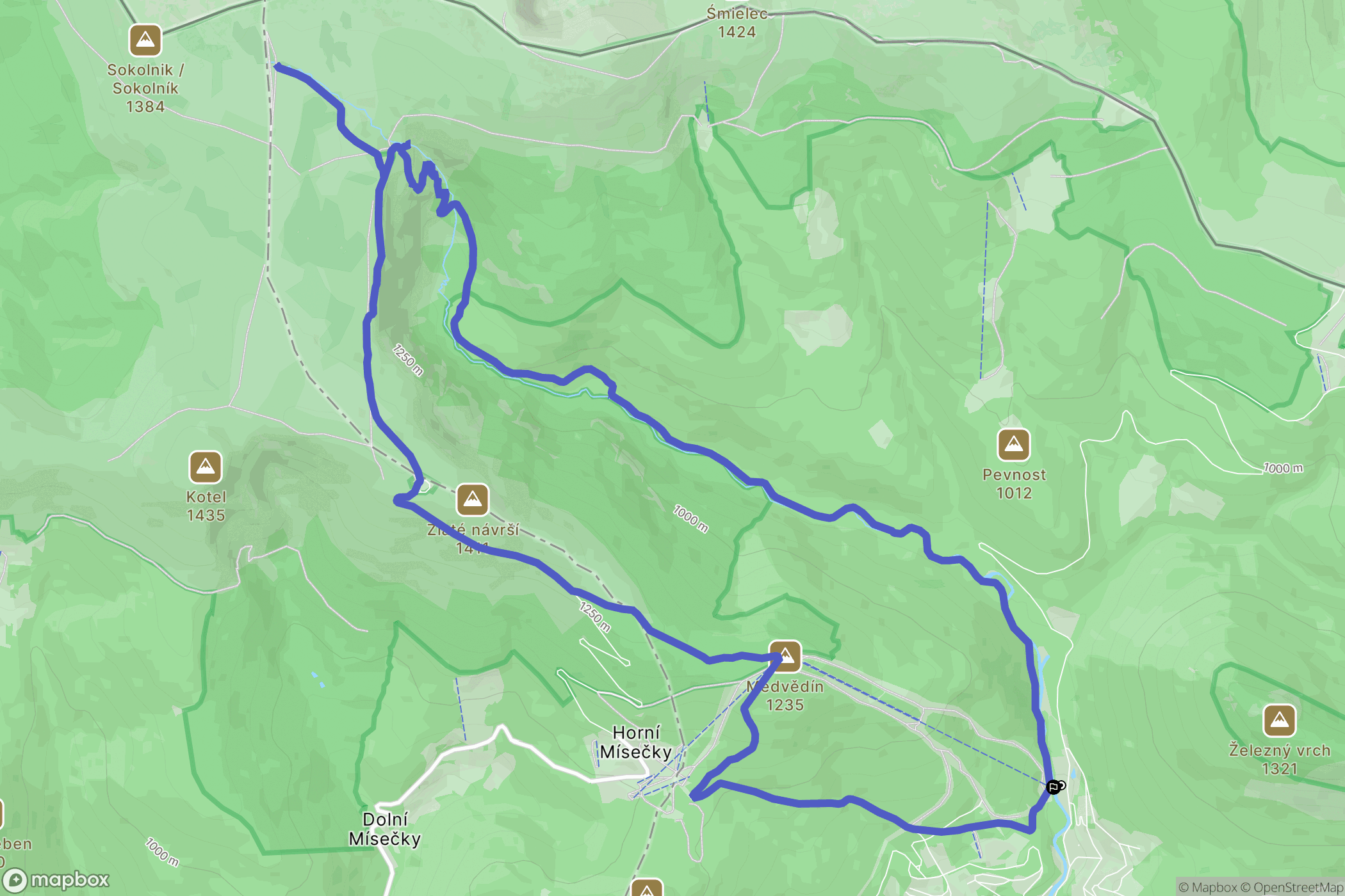 Špindlerův Mlýn: mapa trasy - Czechia