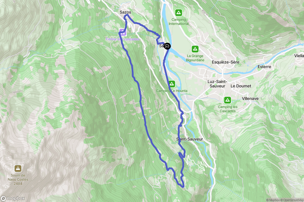 Sassis : carte du parcours de randonnée - France