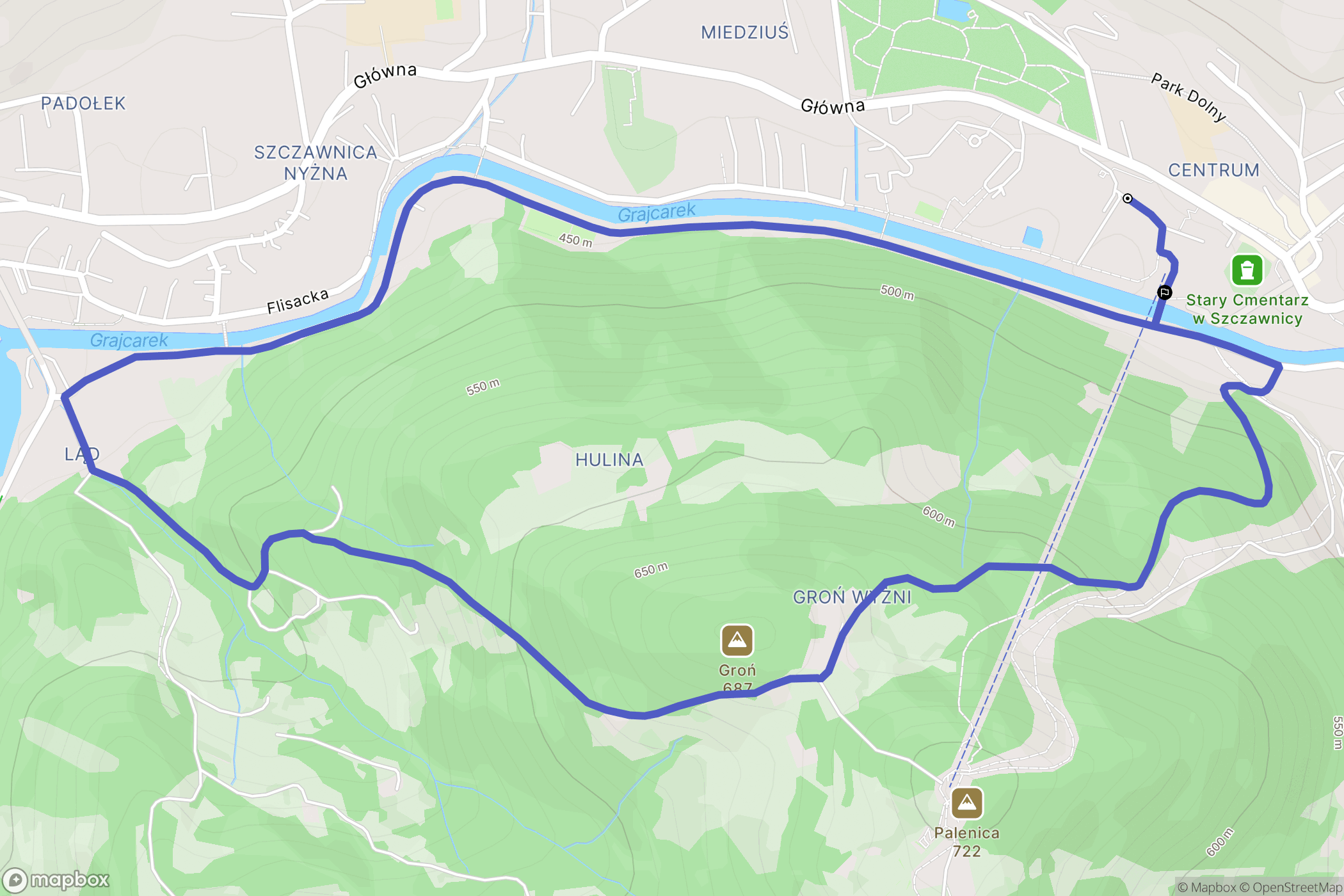 Szczawnica: mapa trasy - Poland