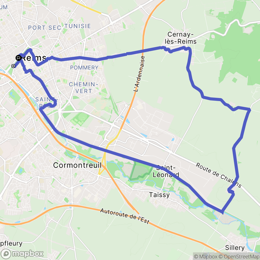 Reims : carte du parcours de randonnée - France