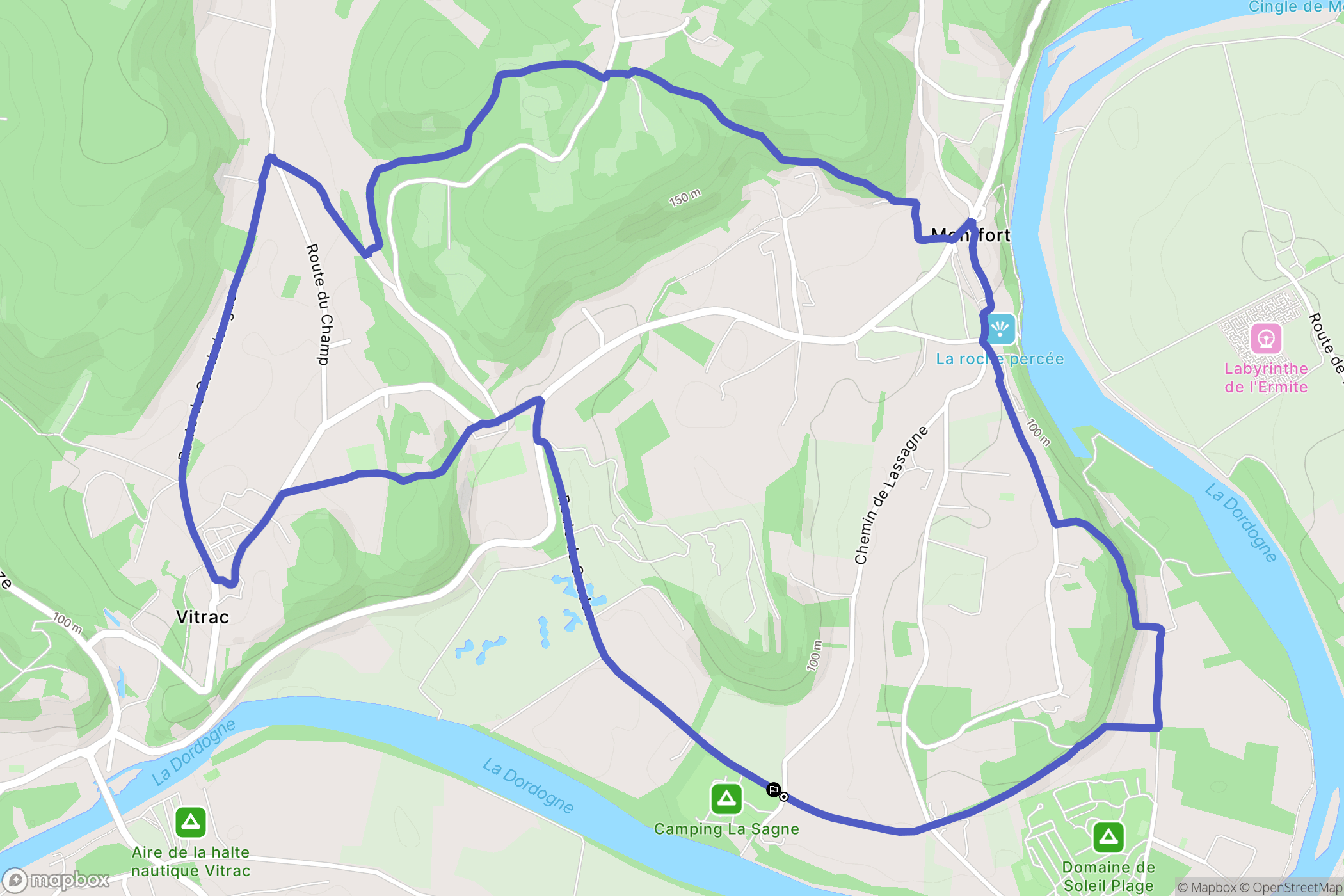 Vitrac : carte du parcours de randonnée - France