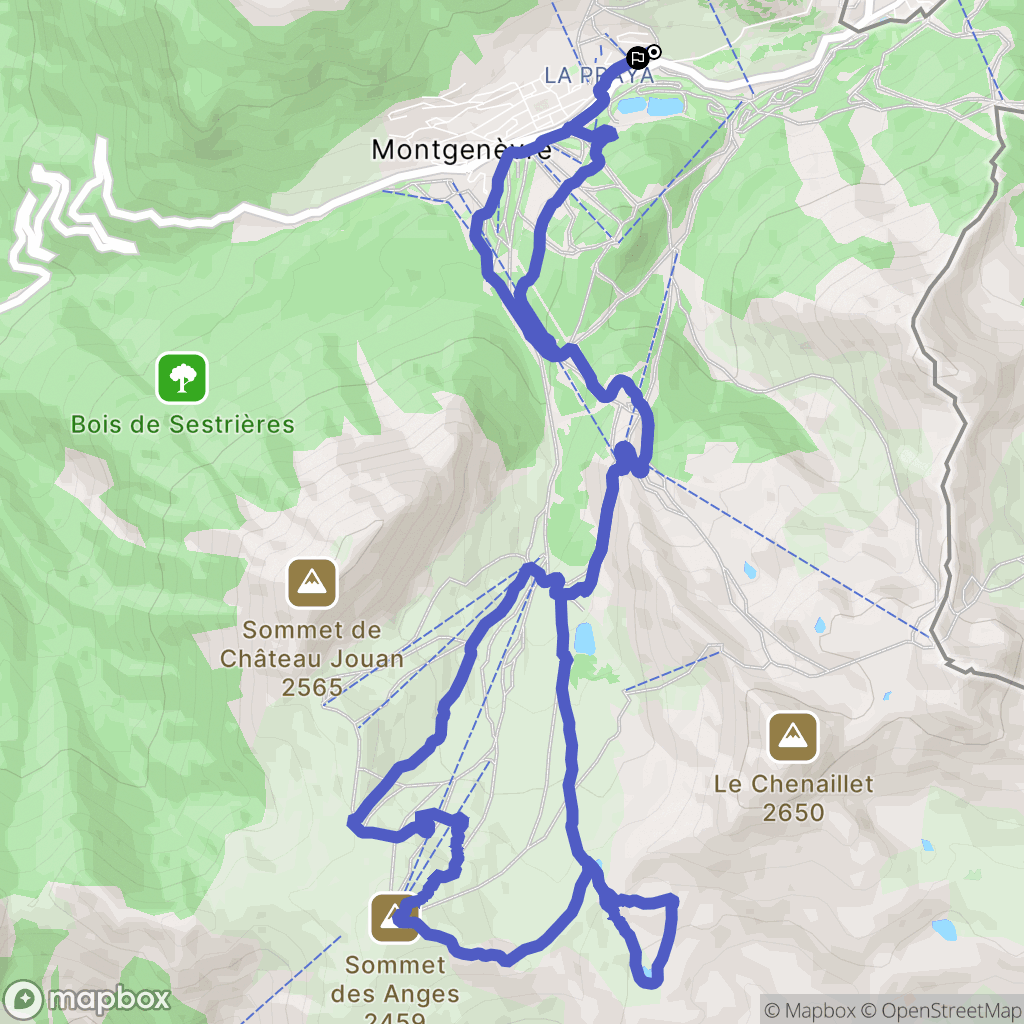 Montgenèvre : carte du parcours de randonnée - France