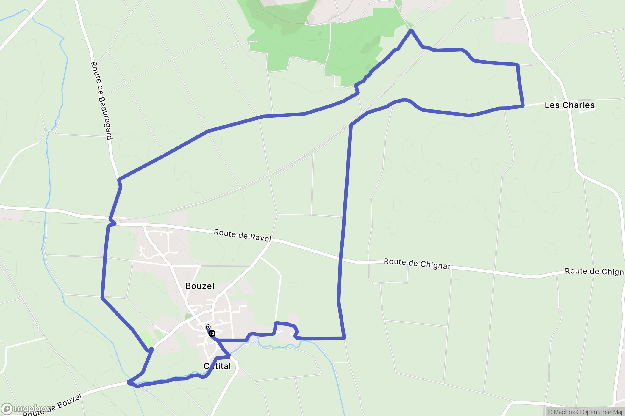 Bouzel : carte du parcours de randonnée - France