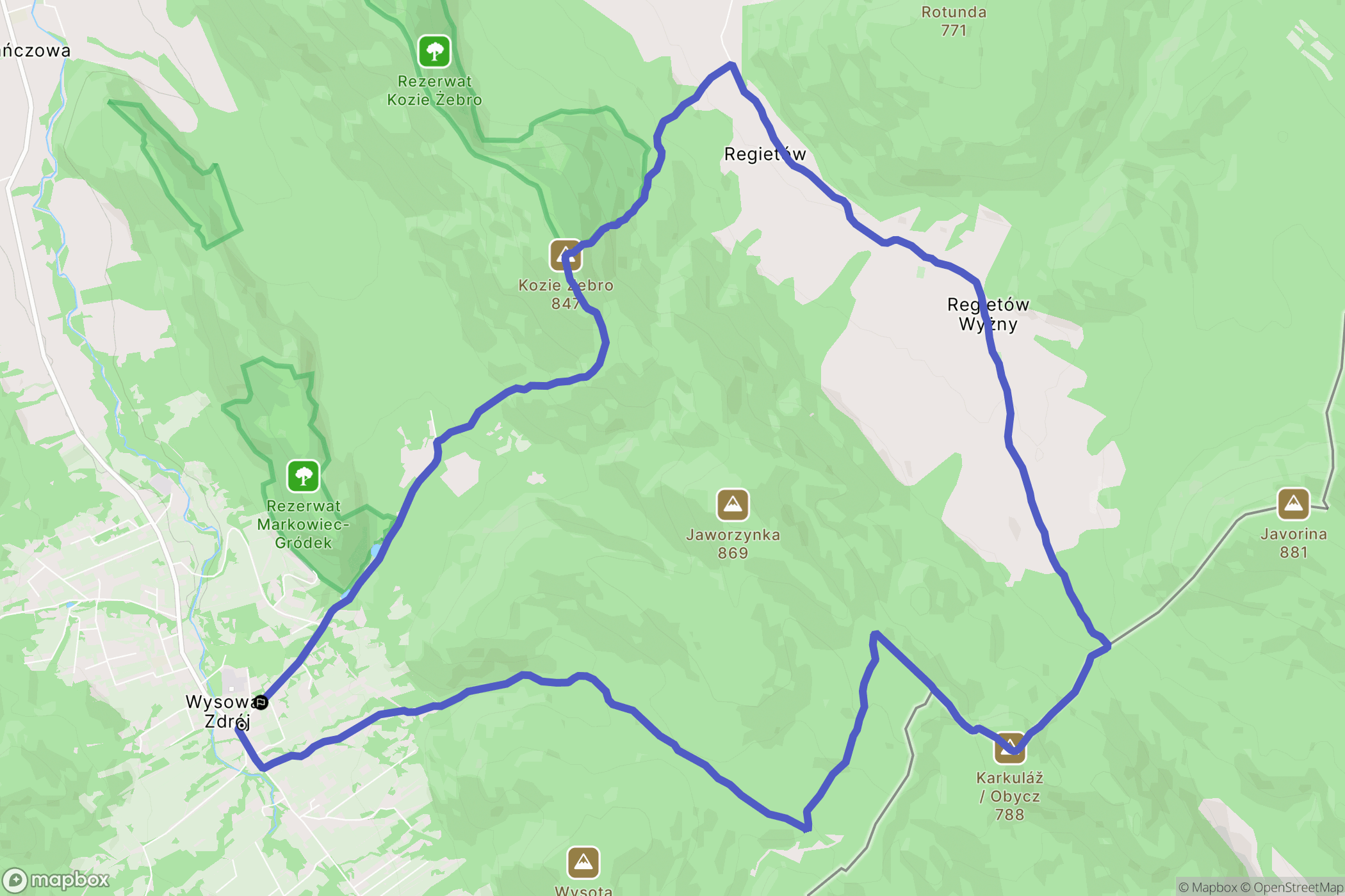 Wysowa-Zdrój: mapa trasy - Poland