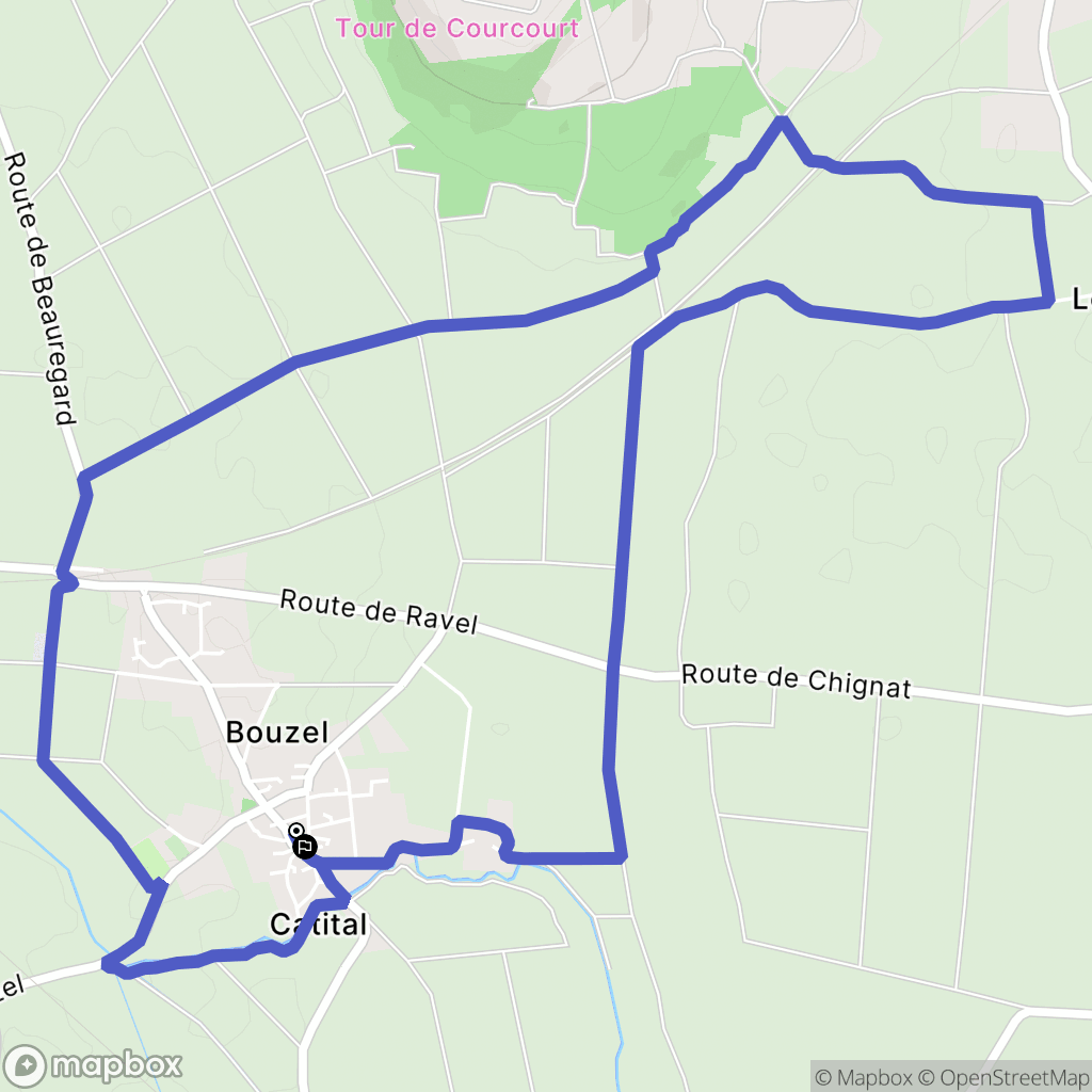 Bouzel : carte du parcours de randonnée - France