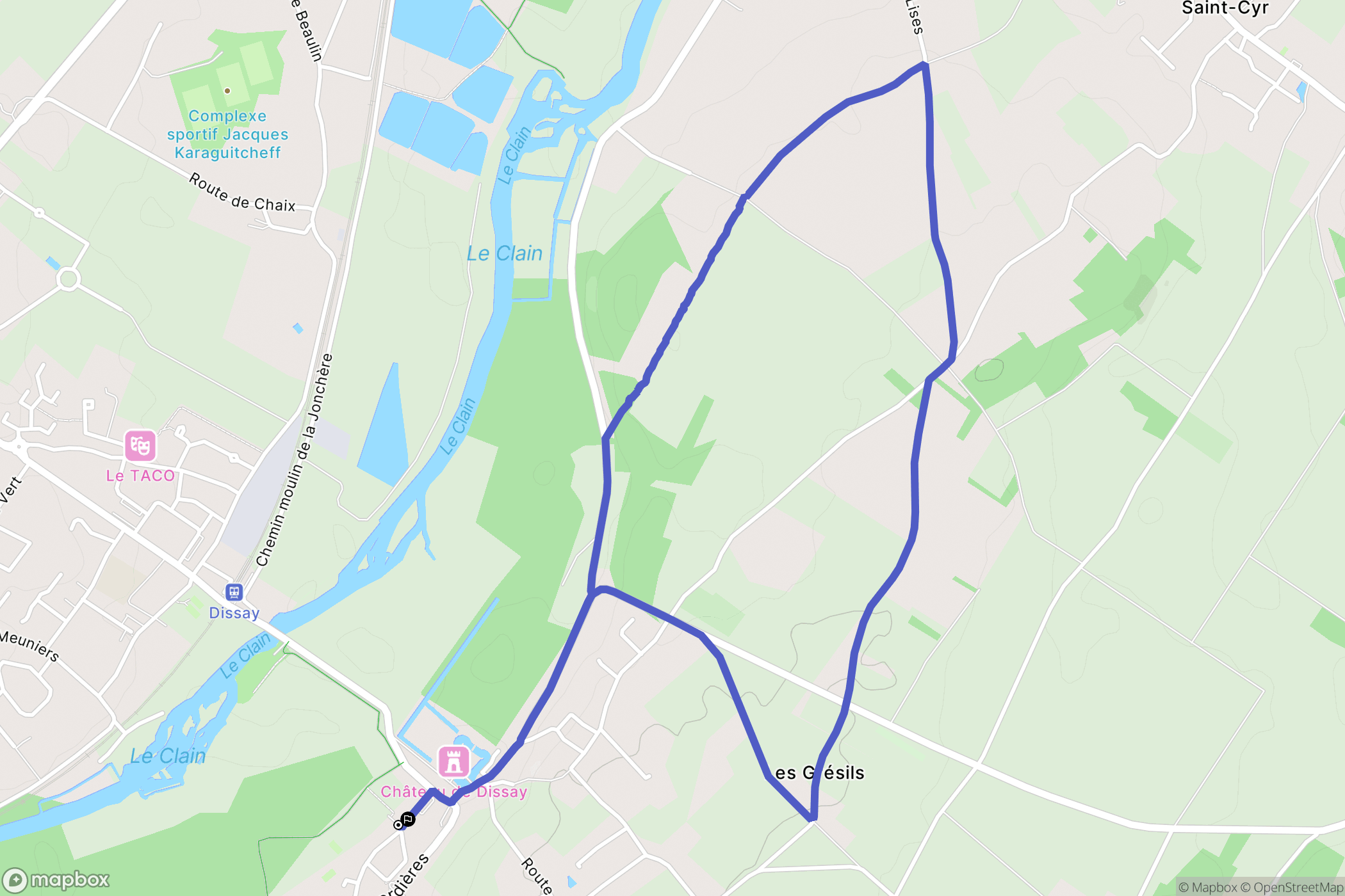 Dissay : carte du parcours de randonnée - France