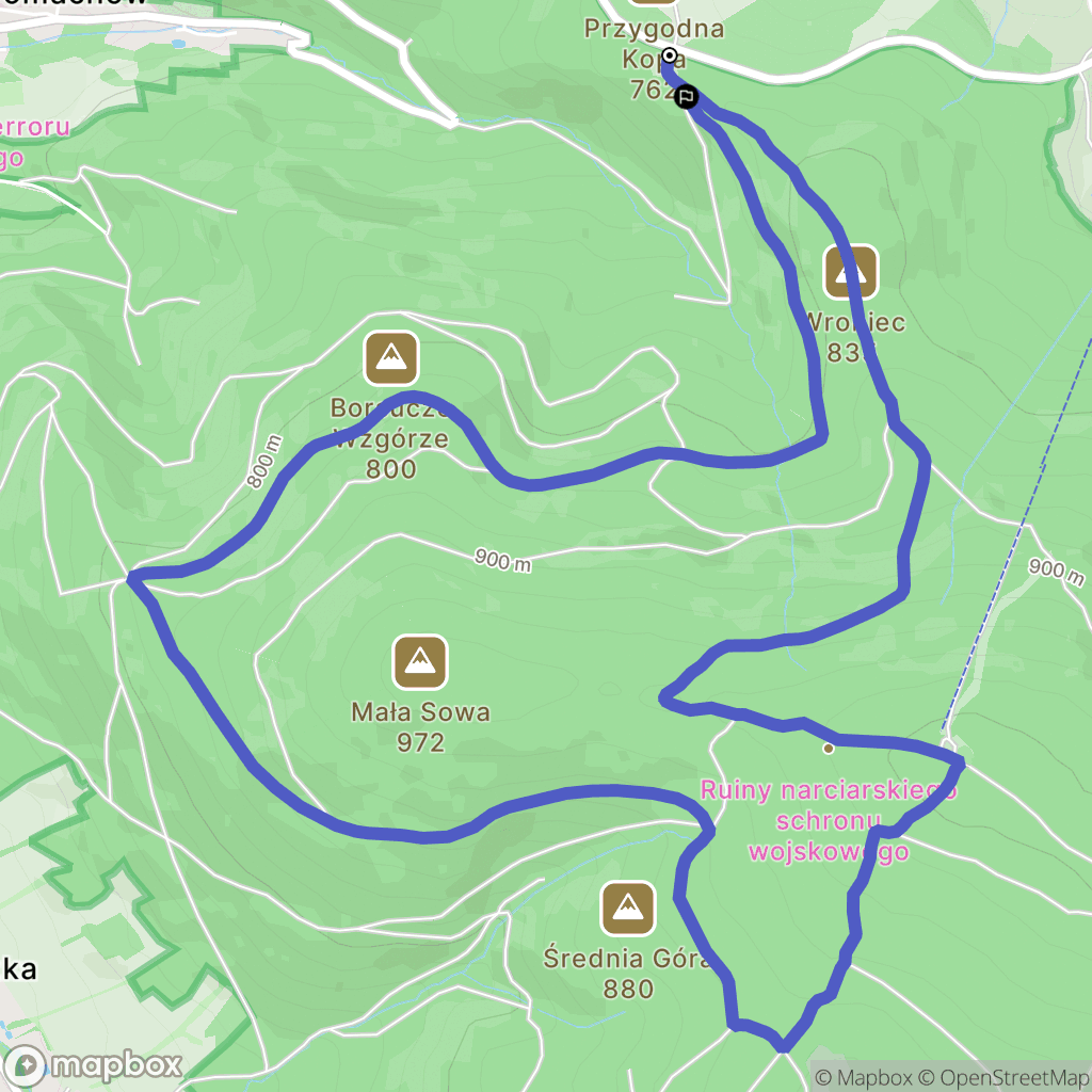 Modlęcin: mapa trasy - Poland