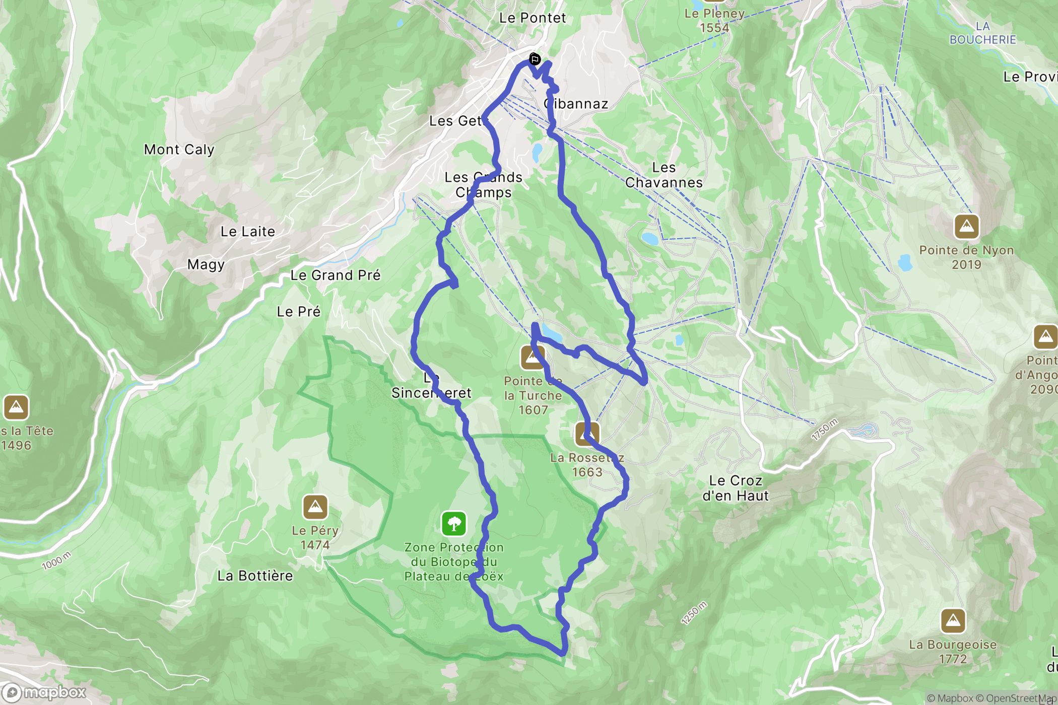 Les Gets : carte du parcours de randonnée - France