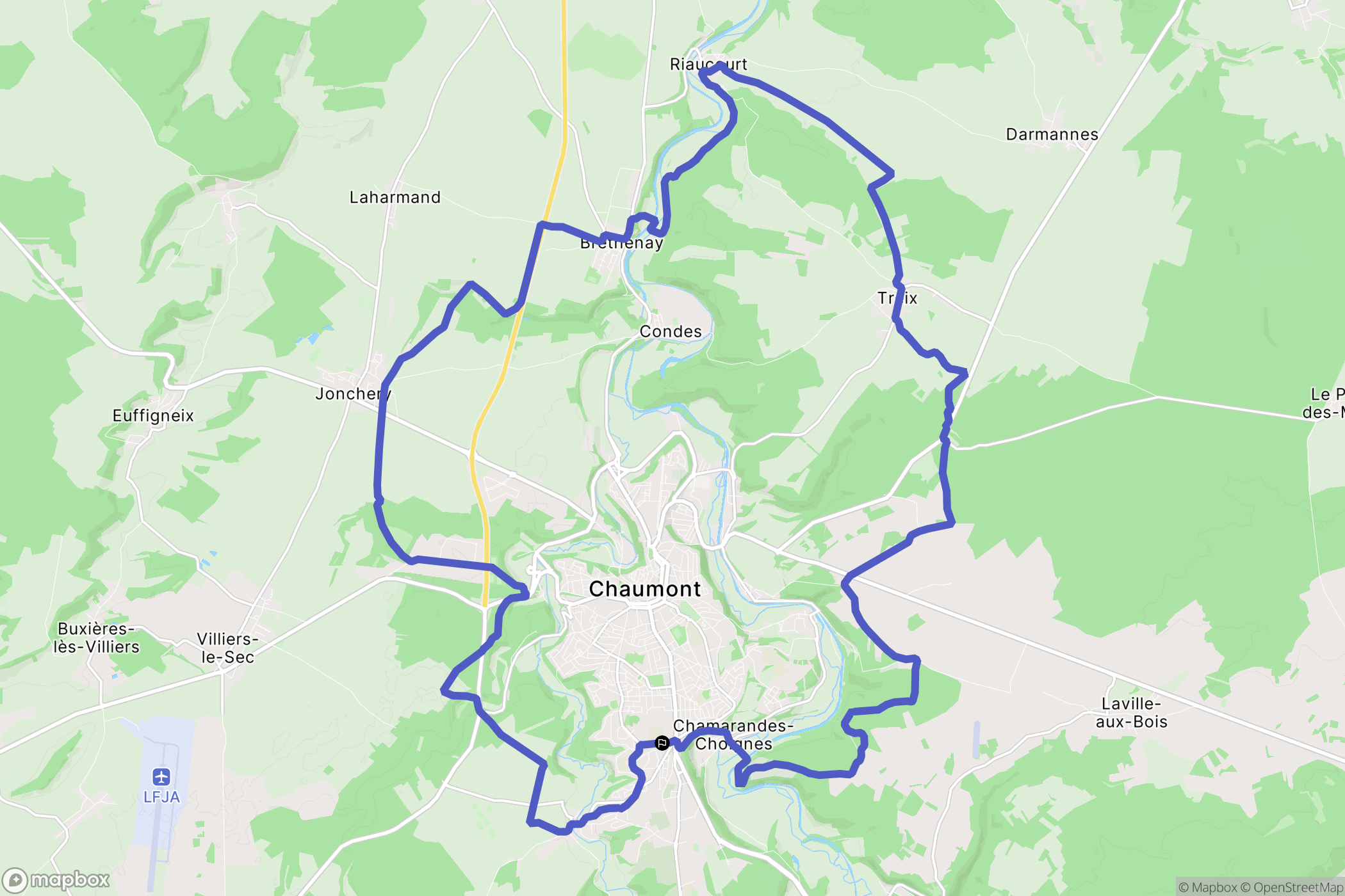 Chaumont : carte du parcours de randonnée - France