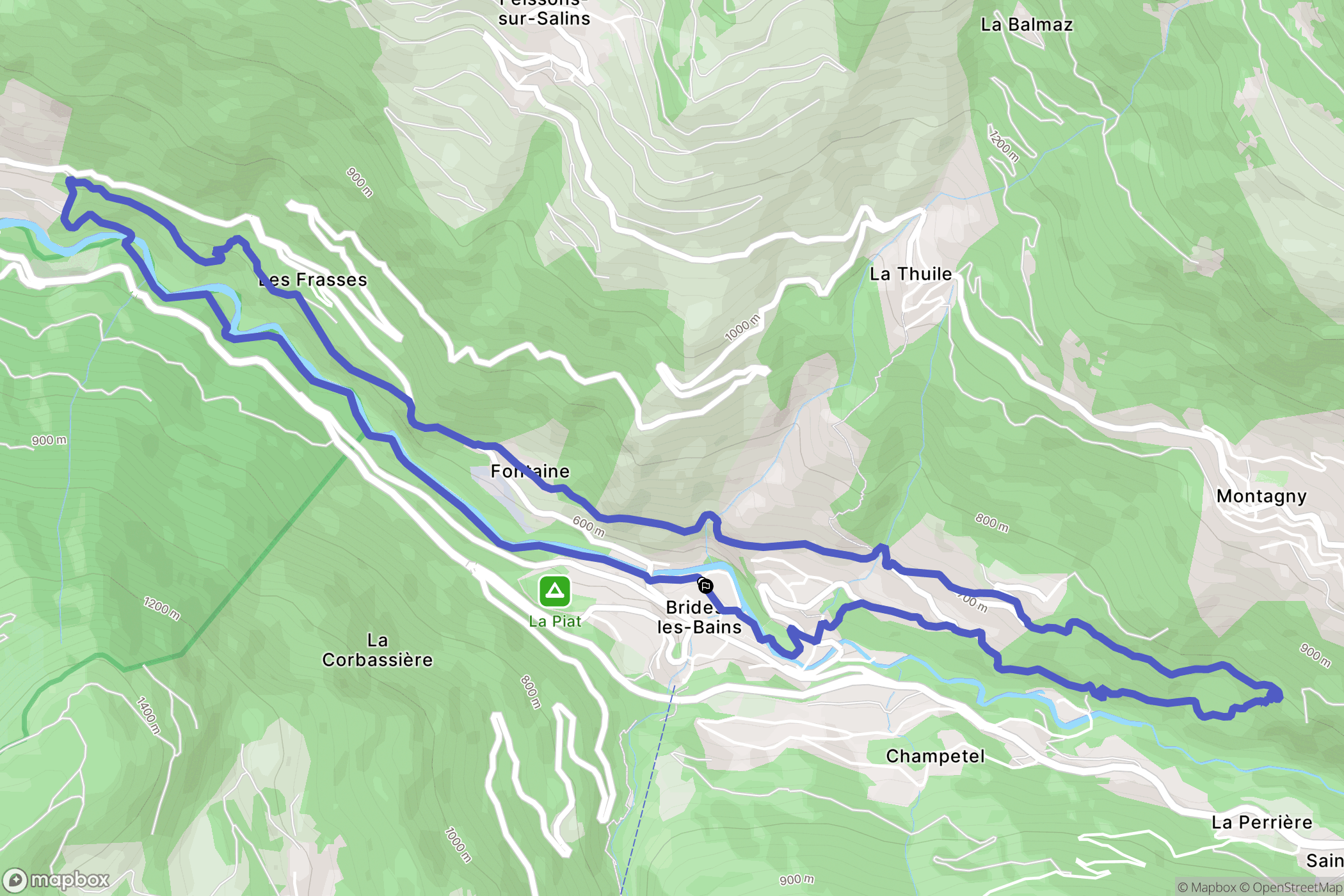 Brides-les-Bains : carte du parcours de randonnée - France