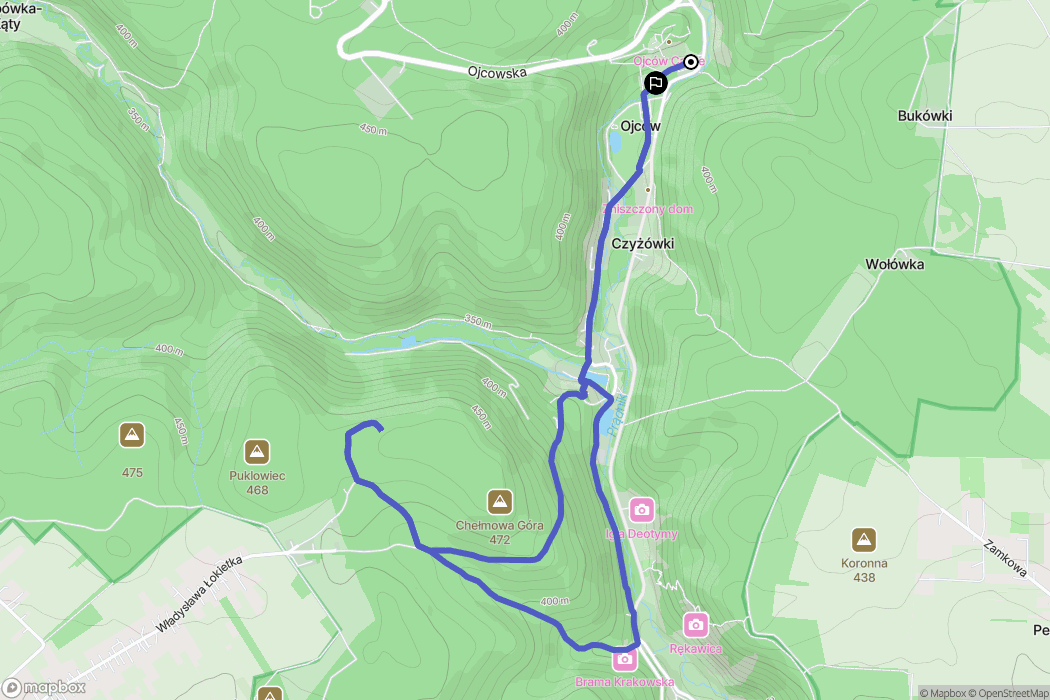 Ojców: mapa trasy - Poland