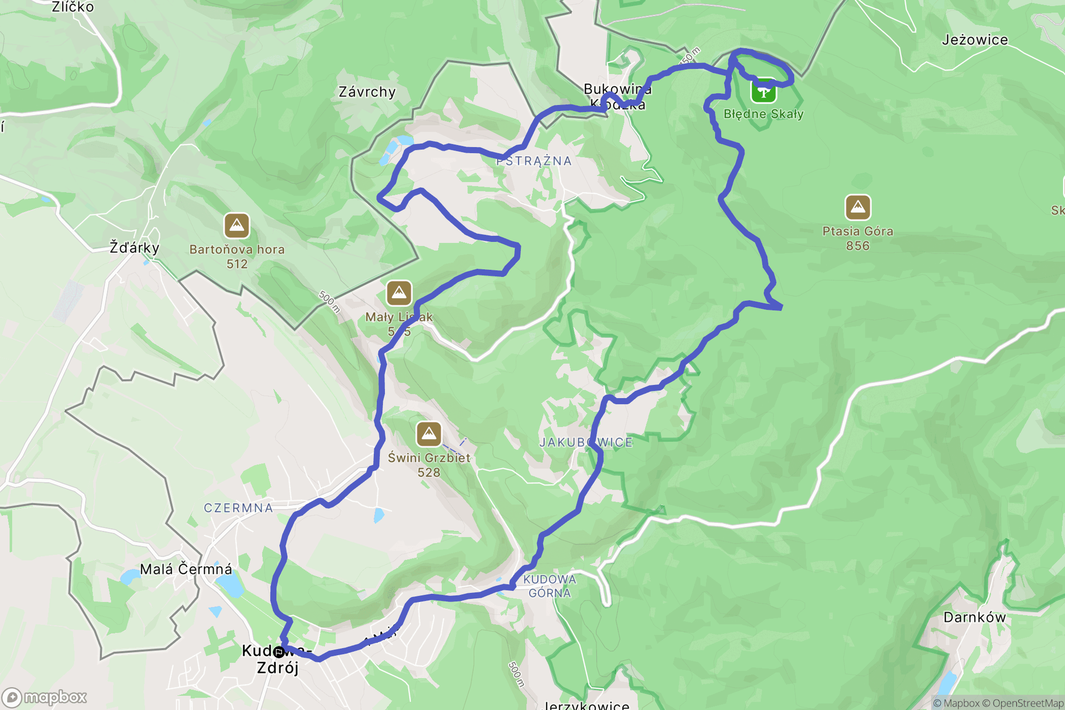 Kudowa-Zdrój: mapa trasy - Poland