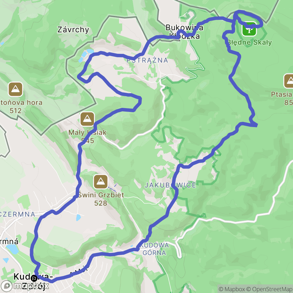 Kudowa-Zdrój: mapa trasy - Poland