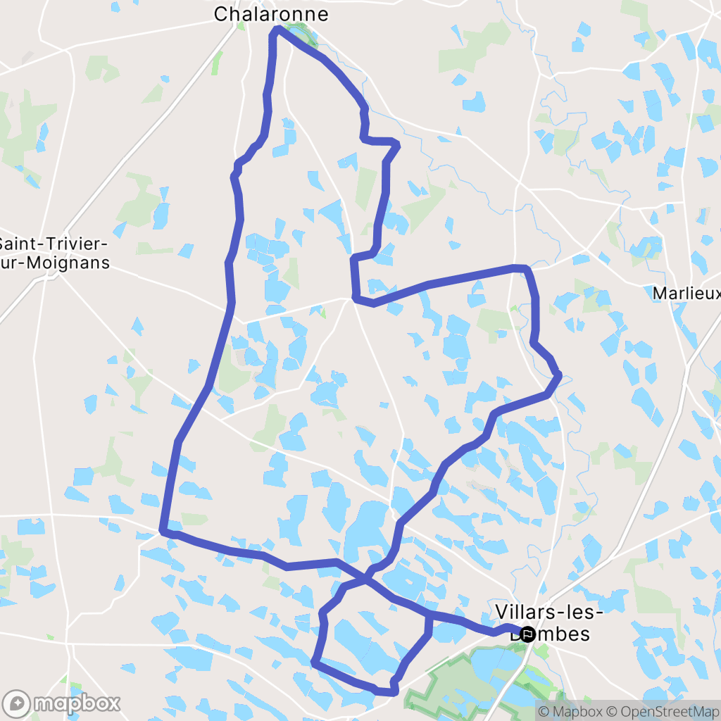 Villars-les-Dombes : carte du parcours de randonnée - France