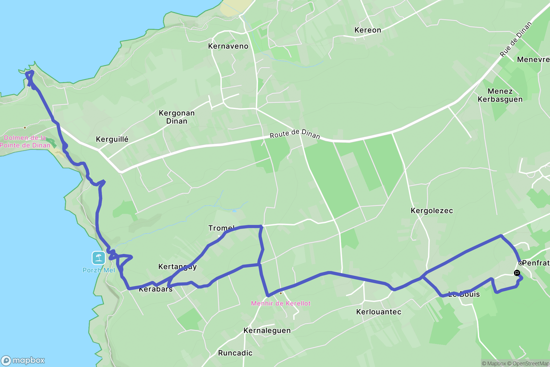 Crozon : carte du parcours de randonnée - France