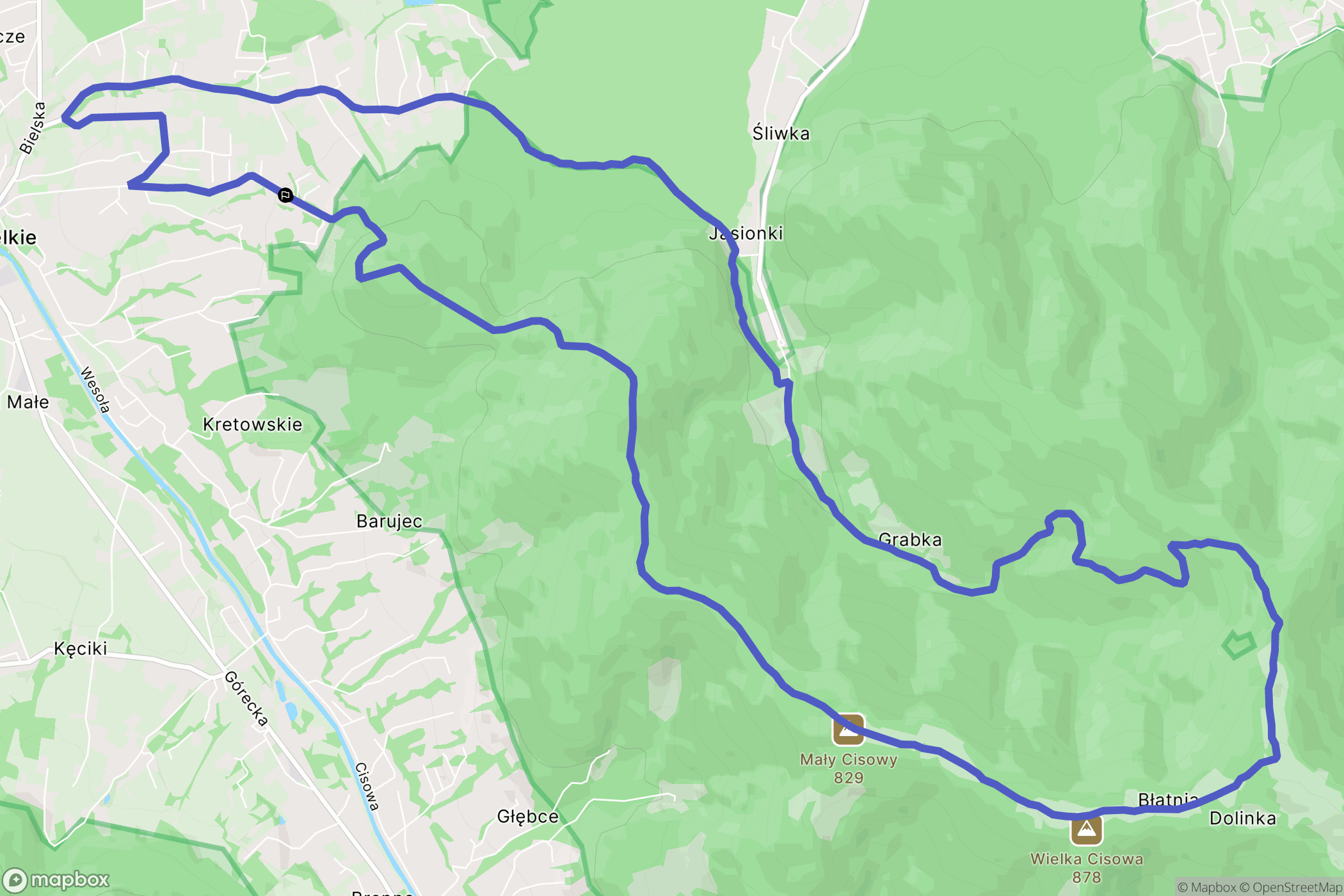 Górki Wielkie: mapa trasy - Poland