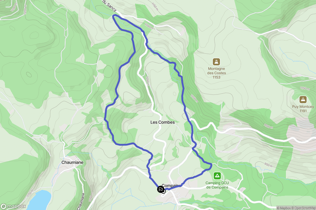 Compains : carte du parcours de randonnée - France