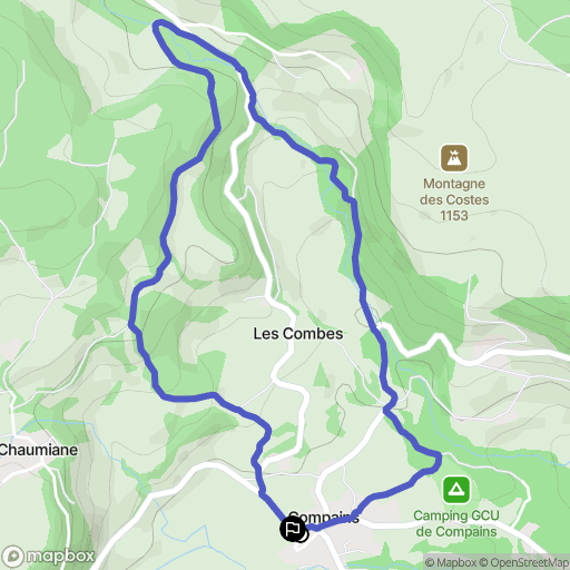 Compains : carte du parcours de randonnée - France