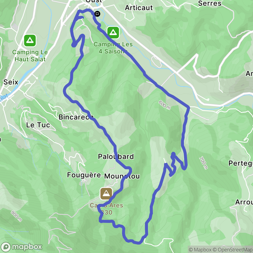 Oust : carte du parcours de randonnée - France