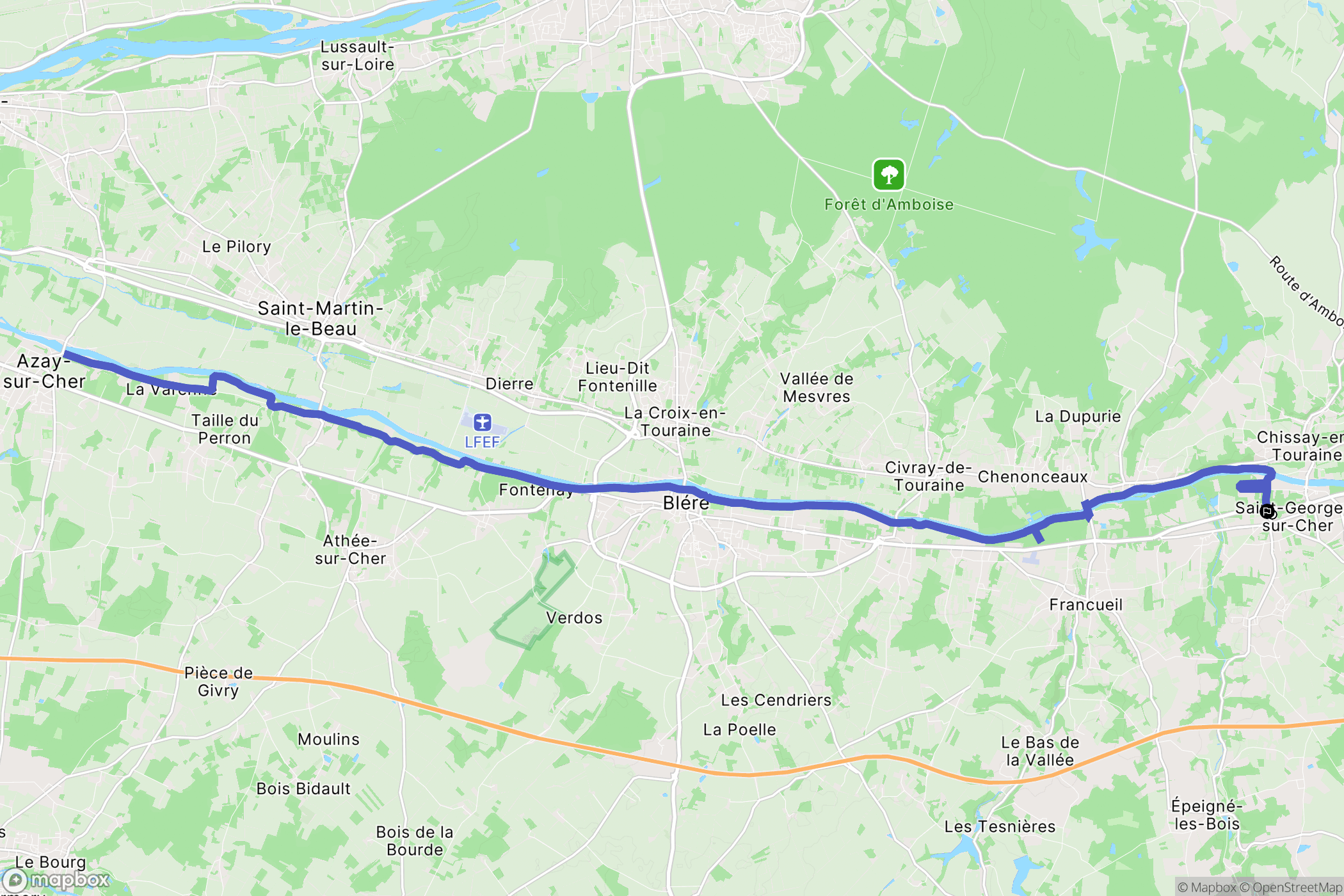 Saint-Georges-sur-Cher : carte du parcours de randonnée - France