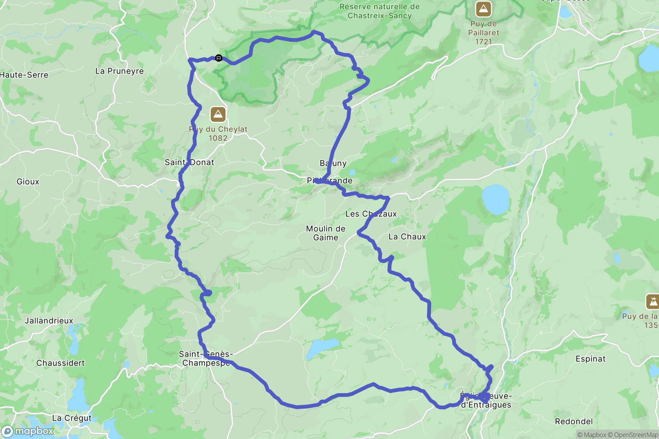Chastreix : carte du parcours de randonnée - France