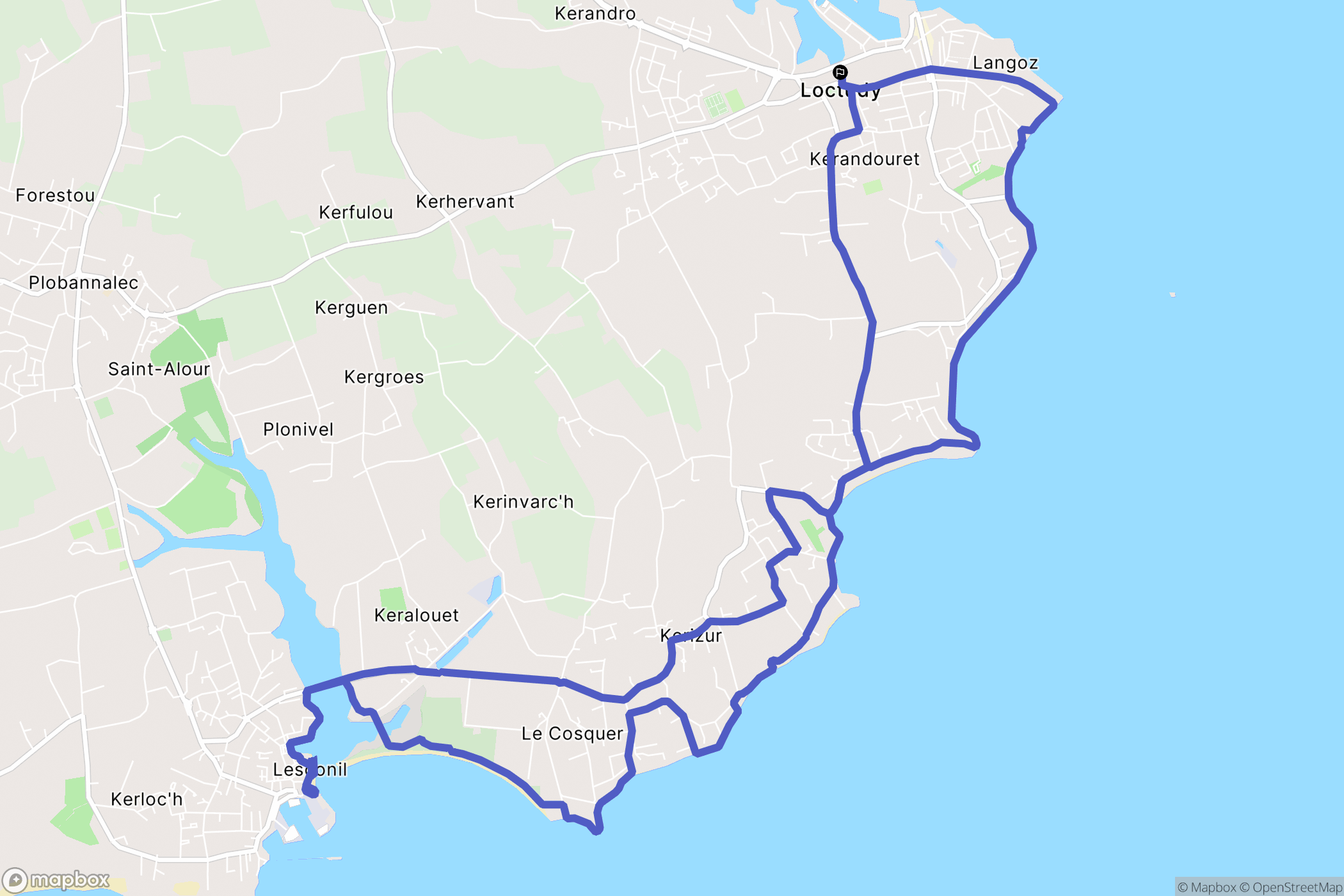 Loctudy : carte du parcours de randonnée - France