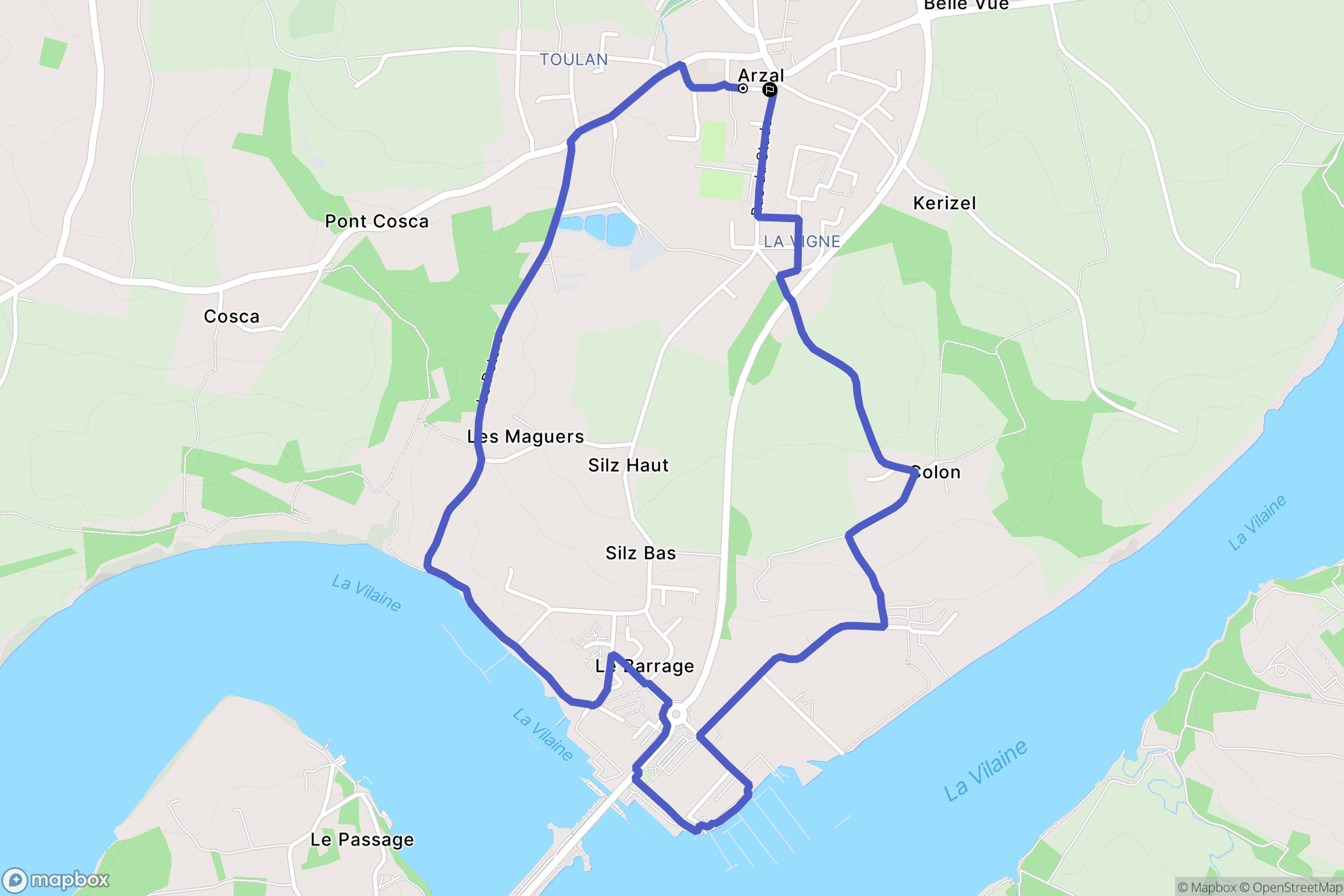 Arzal : carte du parcours de randonnée - France
