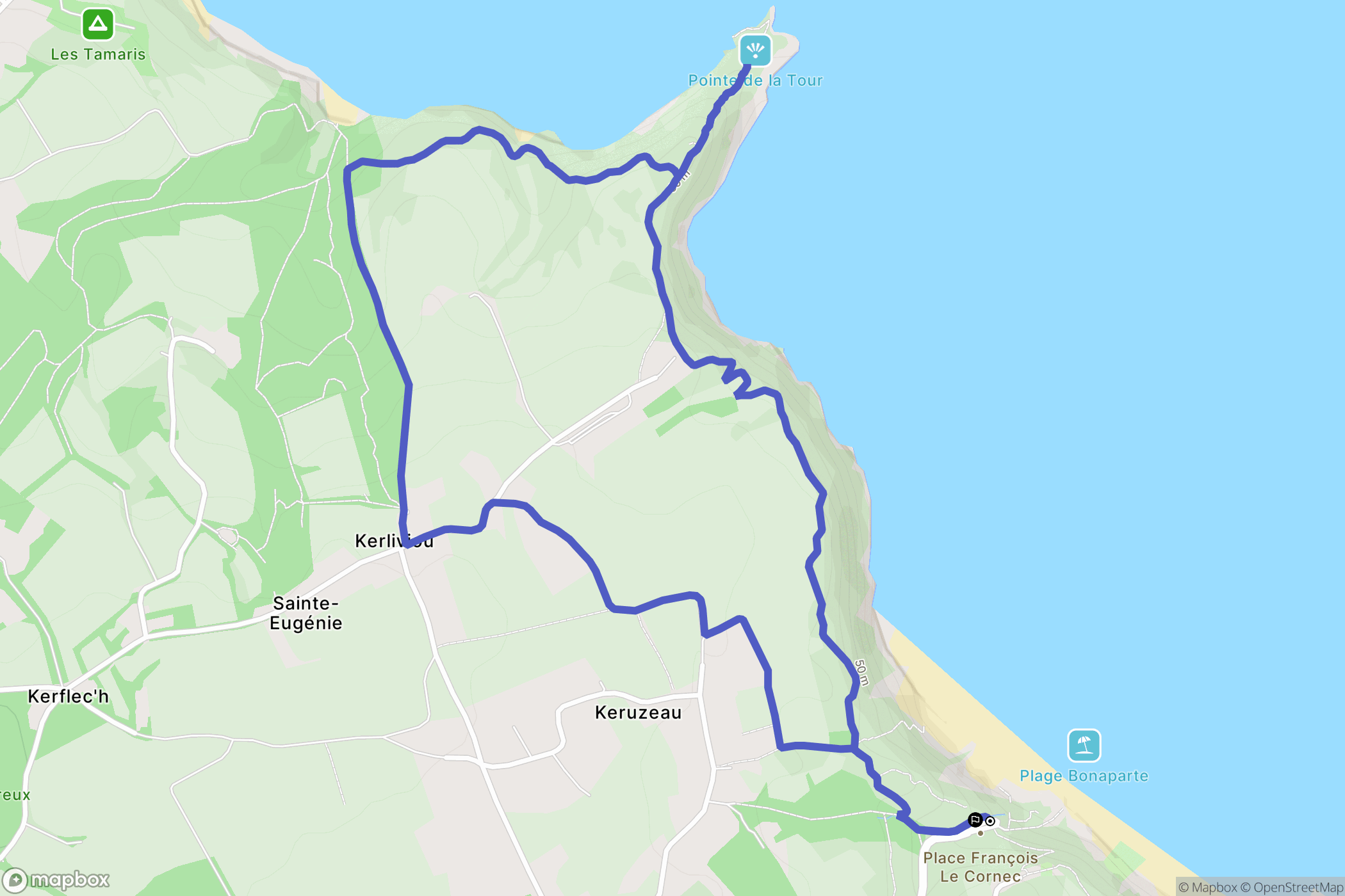 Plouha : carte du parcours de randonnée - France