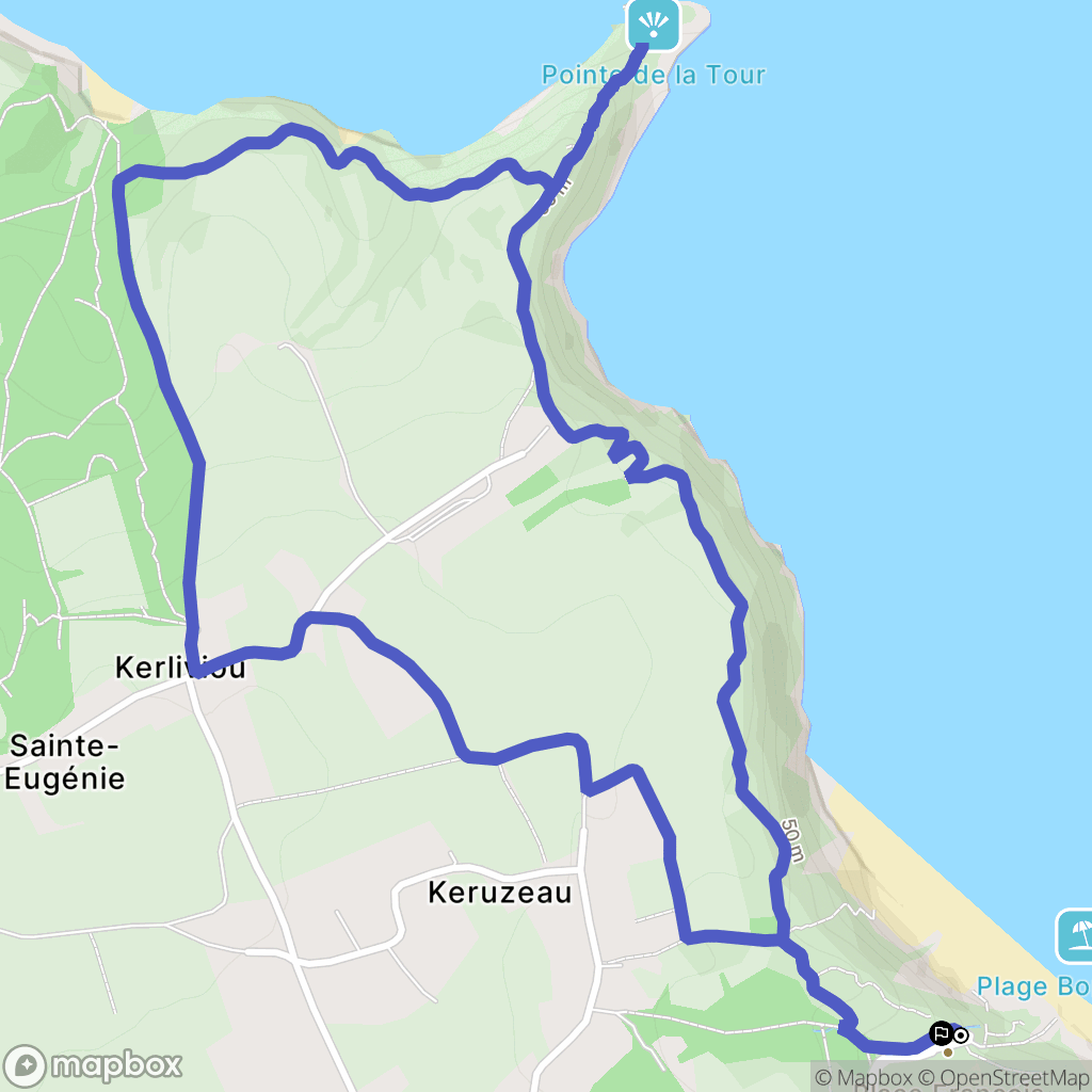 Plouha : carte du parcours de randonnée - France