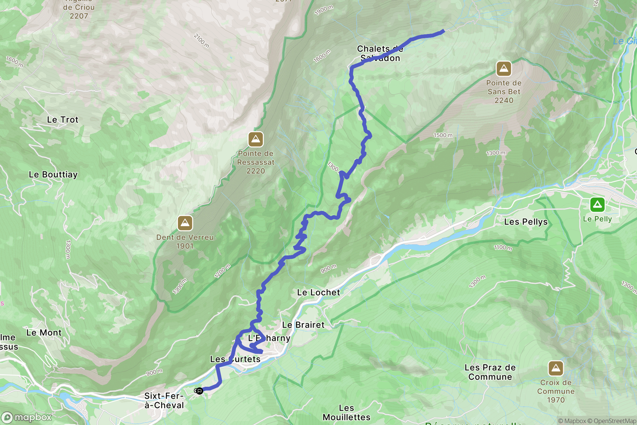 Sixt-Fer-à-Cheval : carte du parcours de randonnée - France