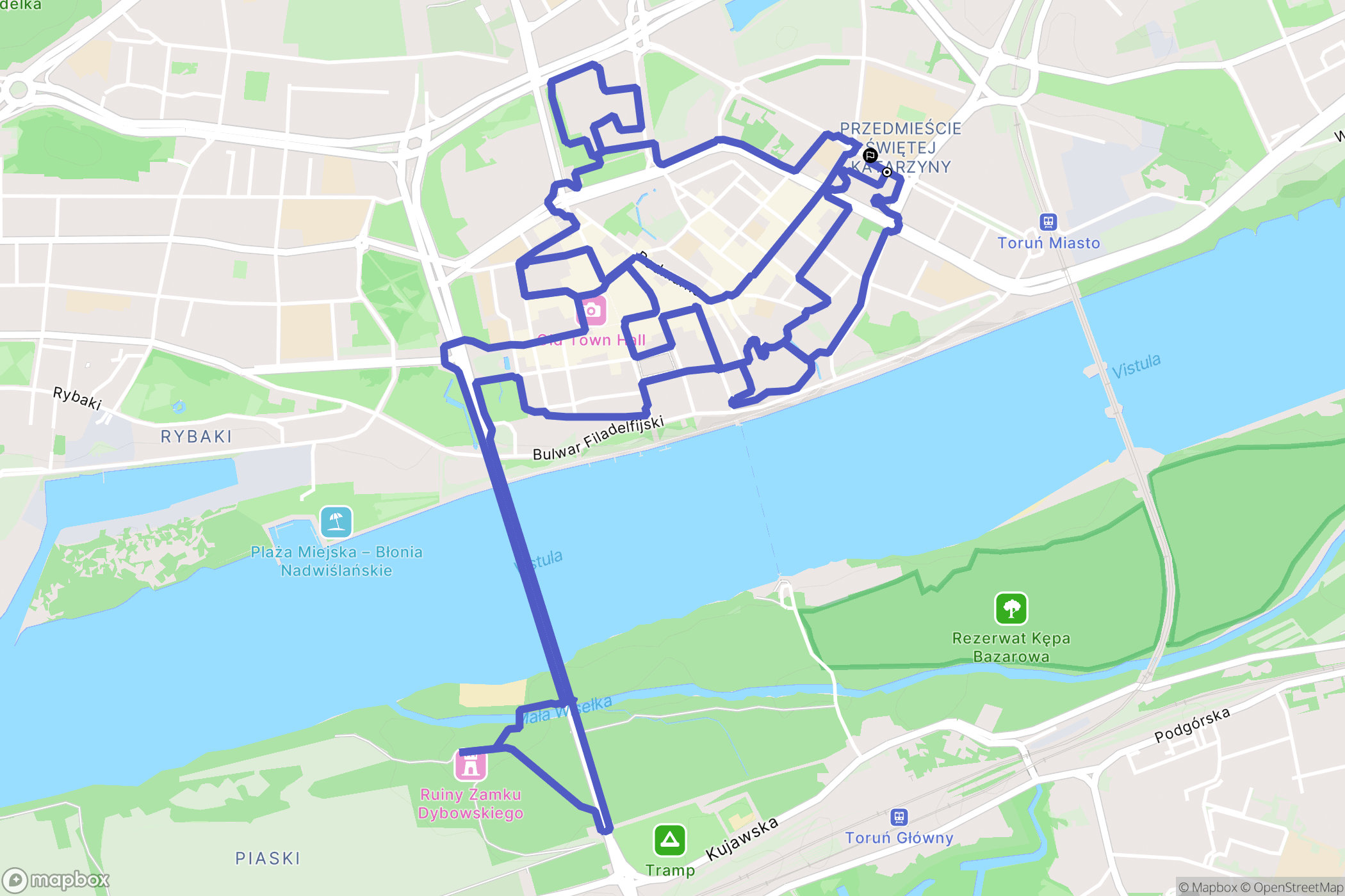 Toruń: mapa trasy - Poland