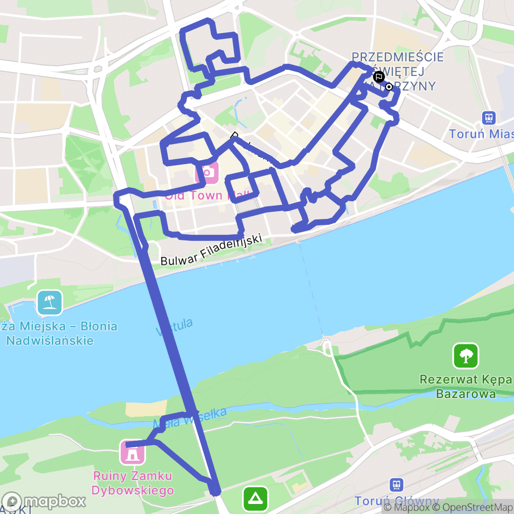 Toruń: mapa trasy - Poland