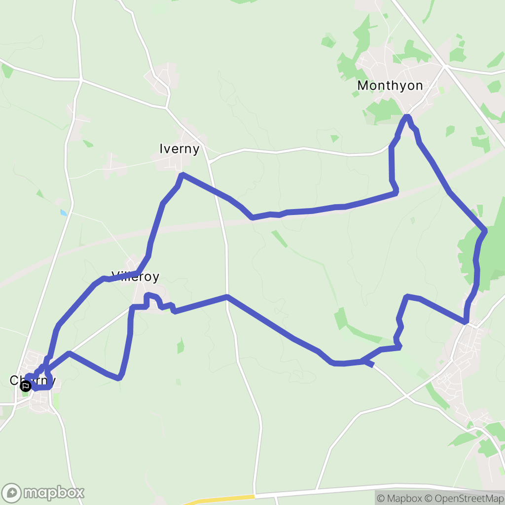 Charny : carte du parcours de randonnée - France