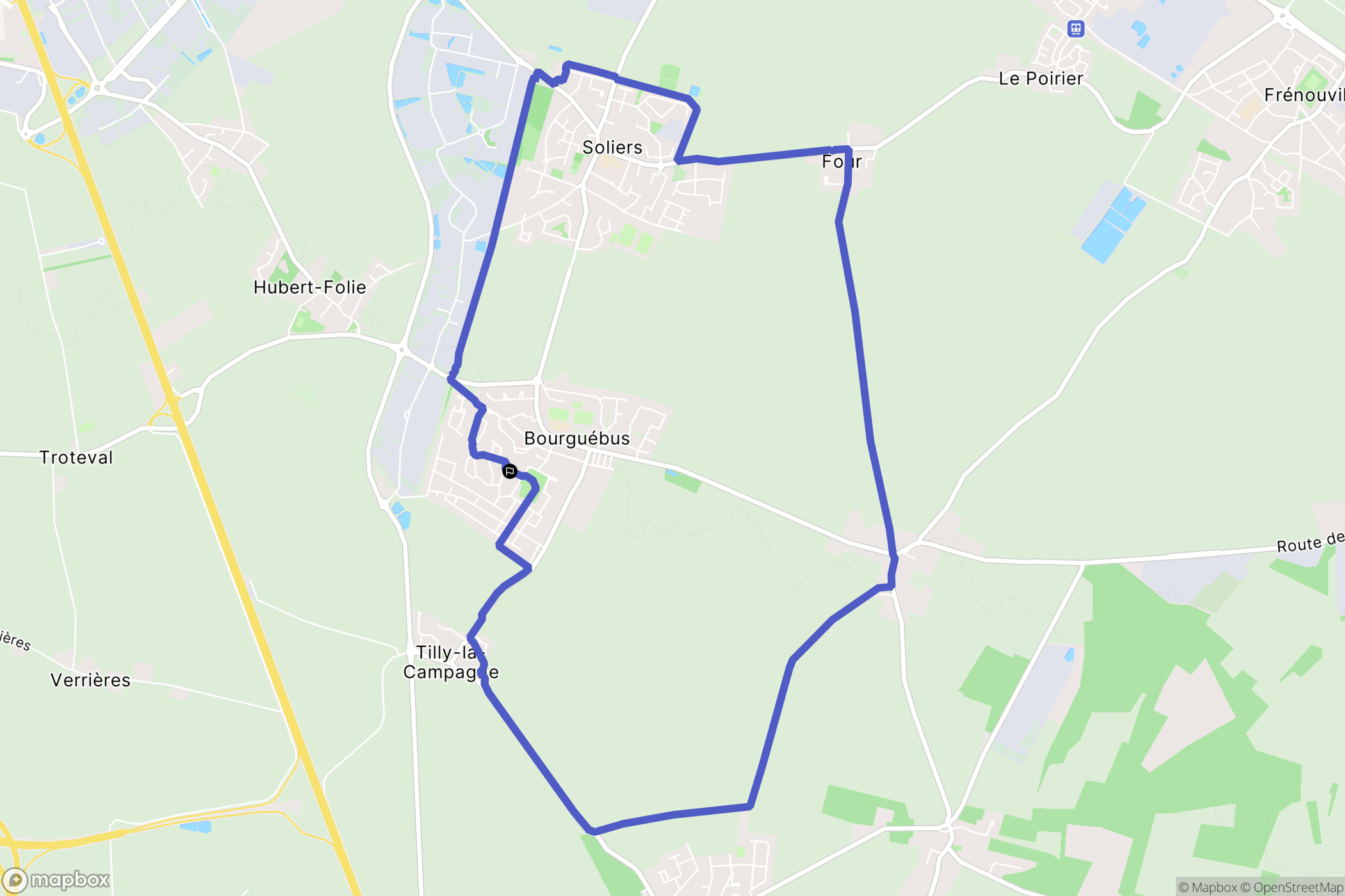 Bourguébus : carte du parcours de randonnée - France