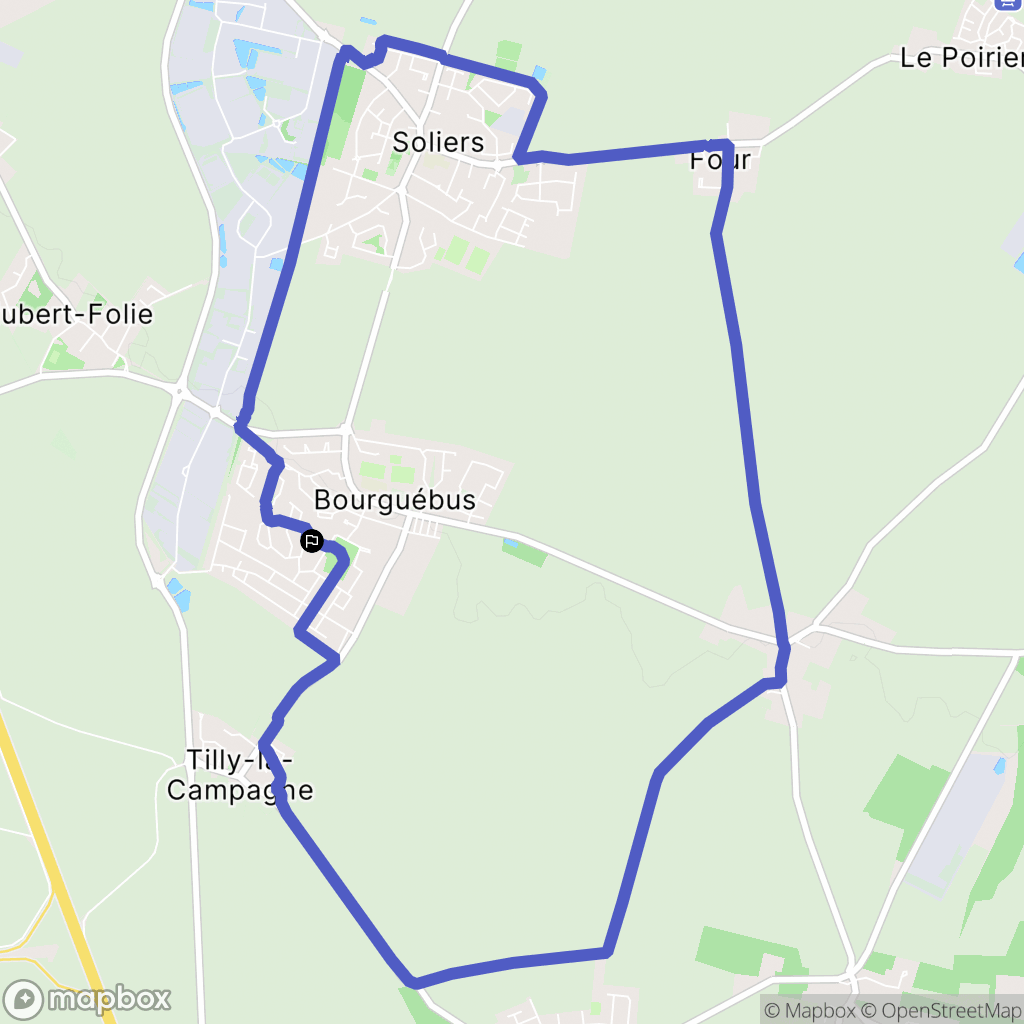 Bourguébus : carte du parcours de randonnée - France