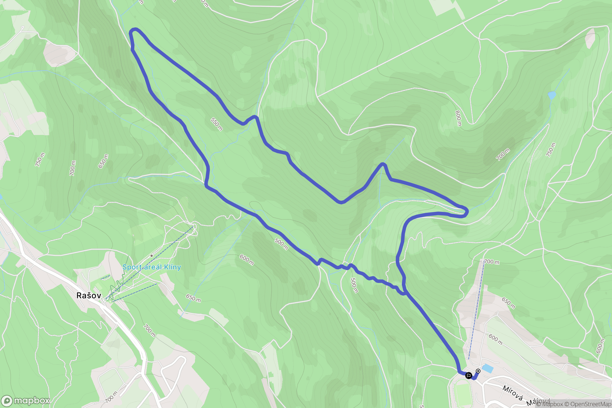 Mezibori: mapa trasy - Czechia