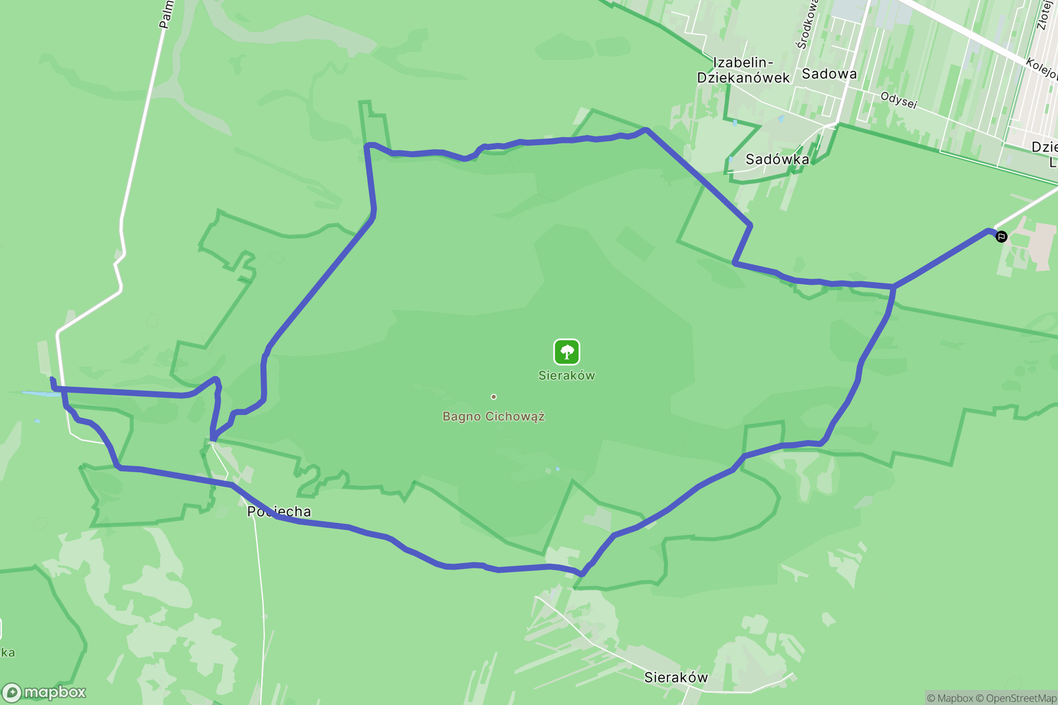 Dziekanów Leśny: mapa trasy - Poland