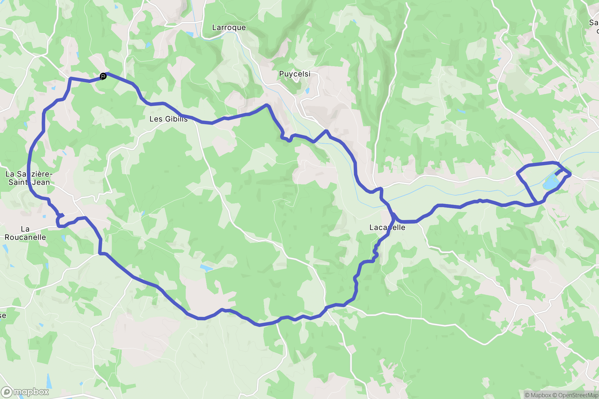 Puycelsi : carte du parcours de randonnée - France